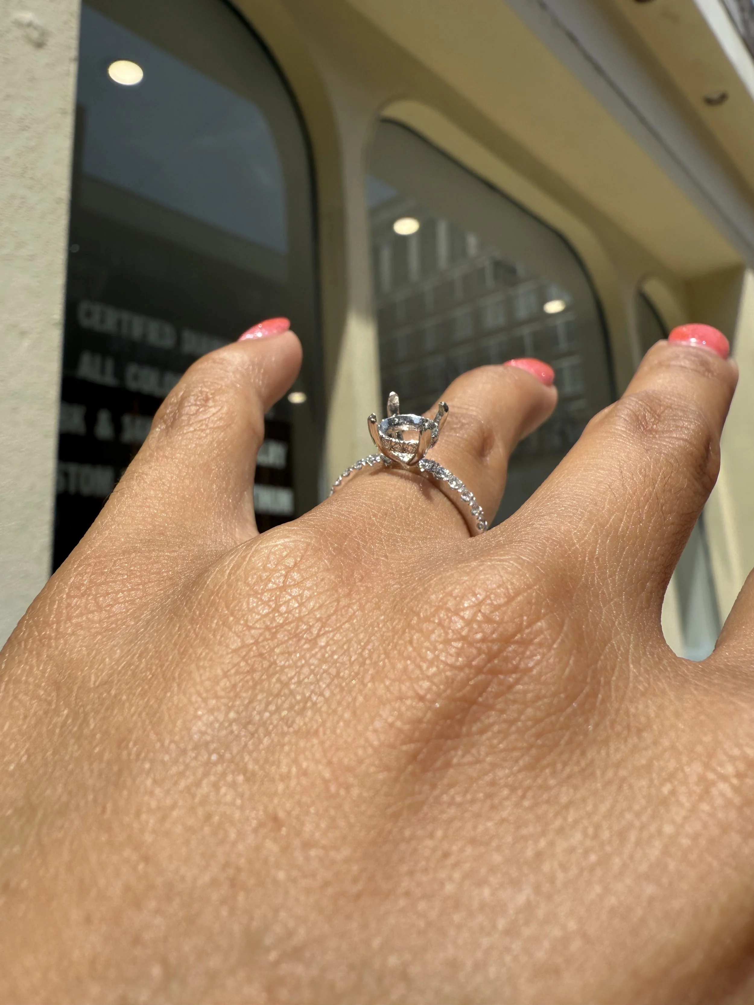 Hidden Halo Engagement Ring - 14K White Gold