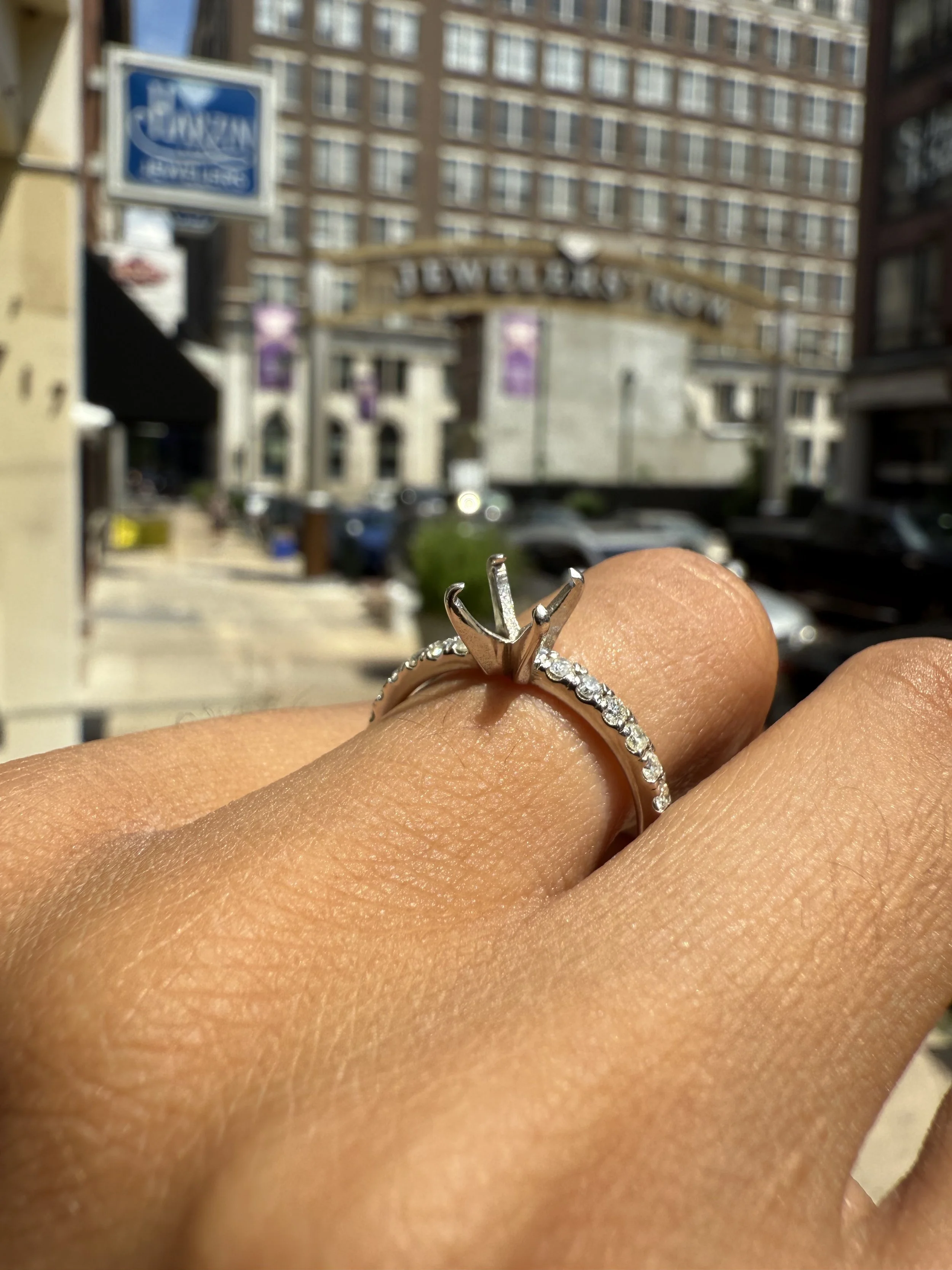 Tiffany Head Semi-Mount Engagement Ring- 14K White Gold