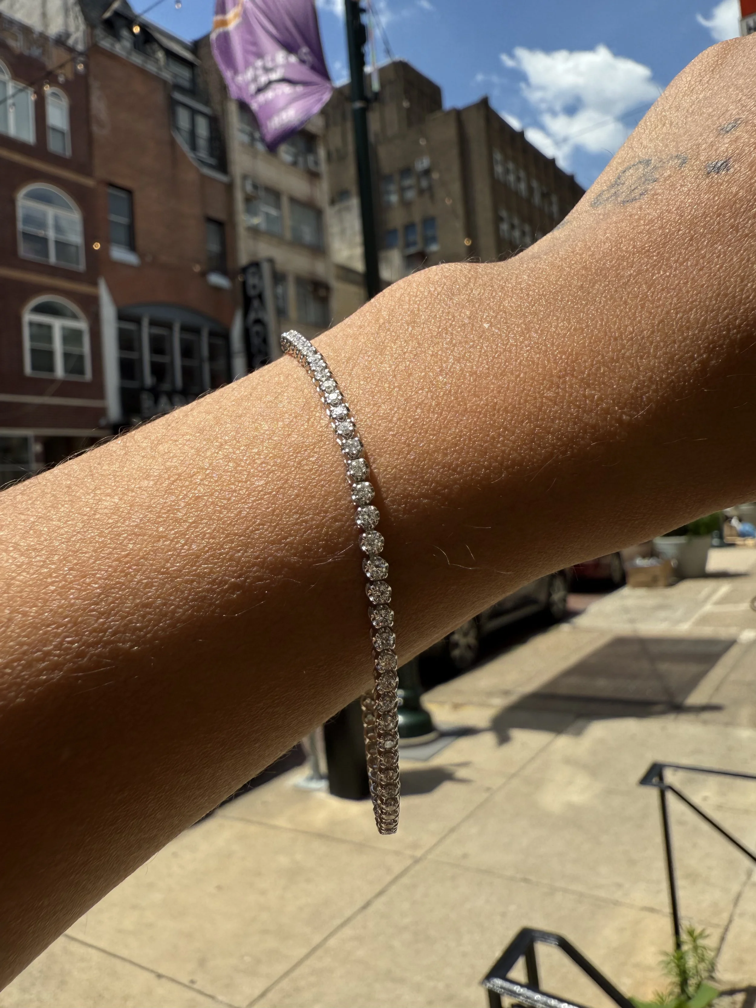 1.42 Carat Diamond Tennis Bracelet - 14K White Gold