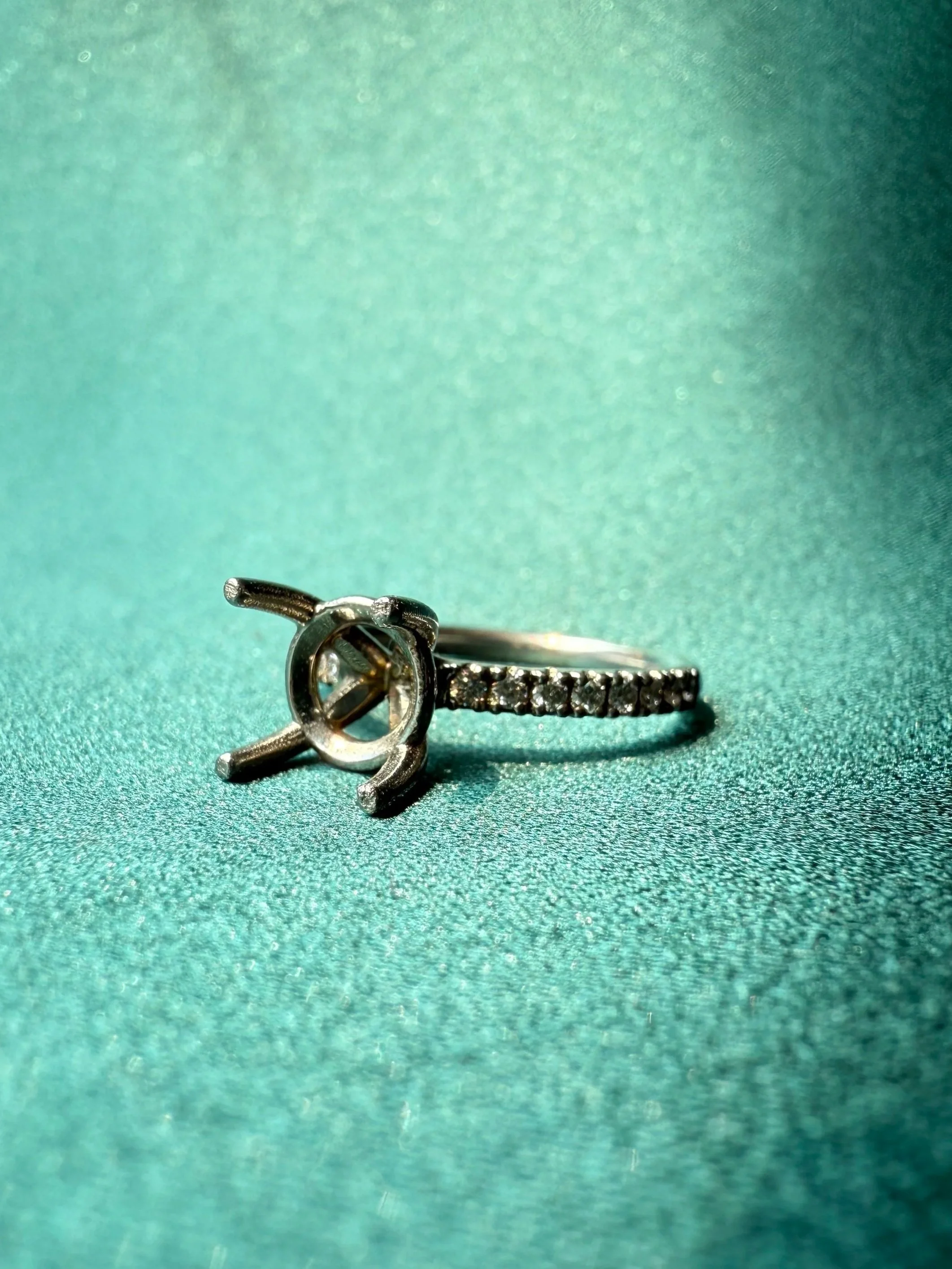 Swan Semi-Mount Engagement Ring - 14K White Gold