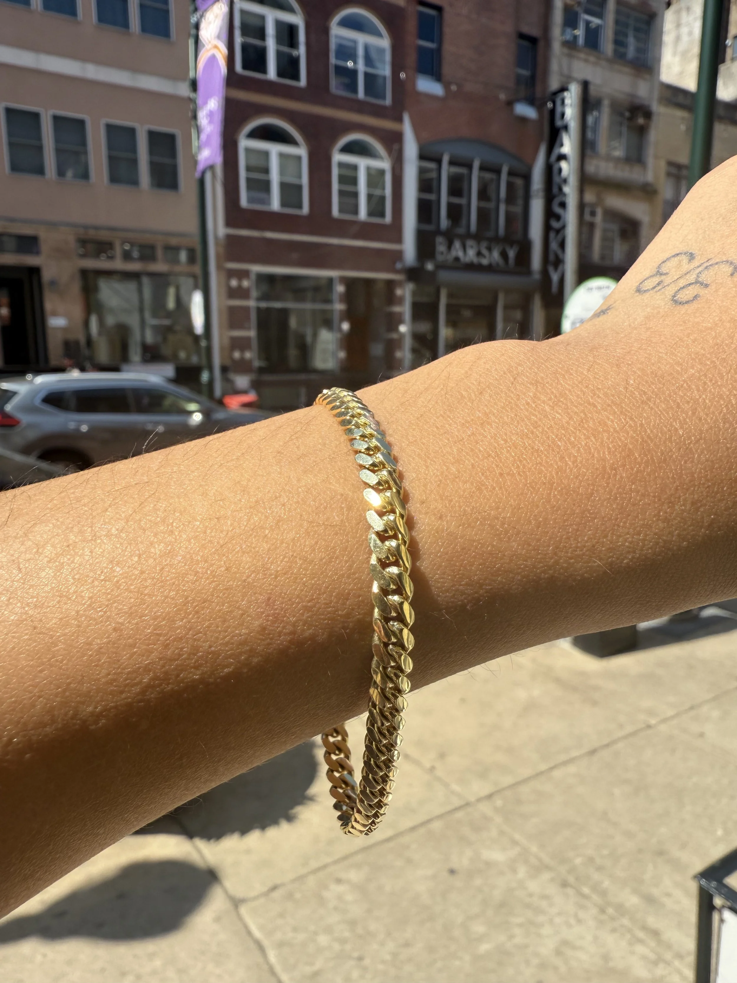 Cuban Chain Bracelet 5mm - 14K Yellow Gold