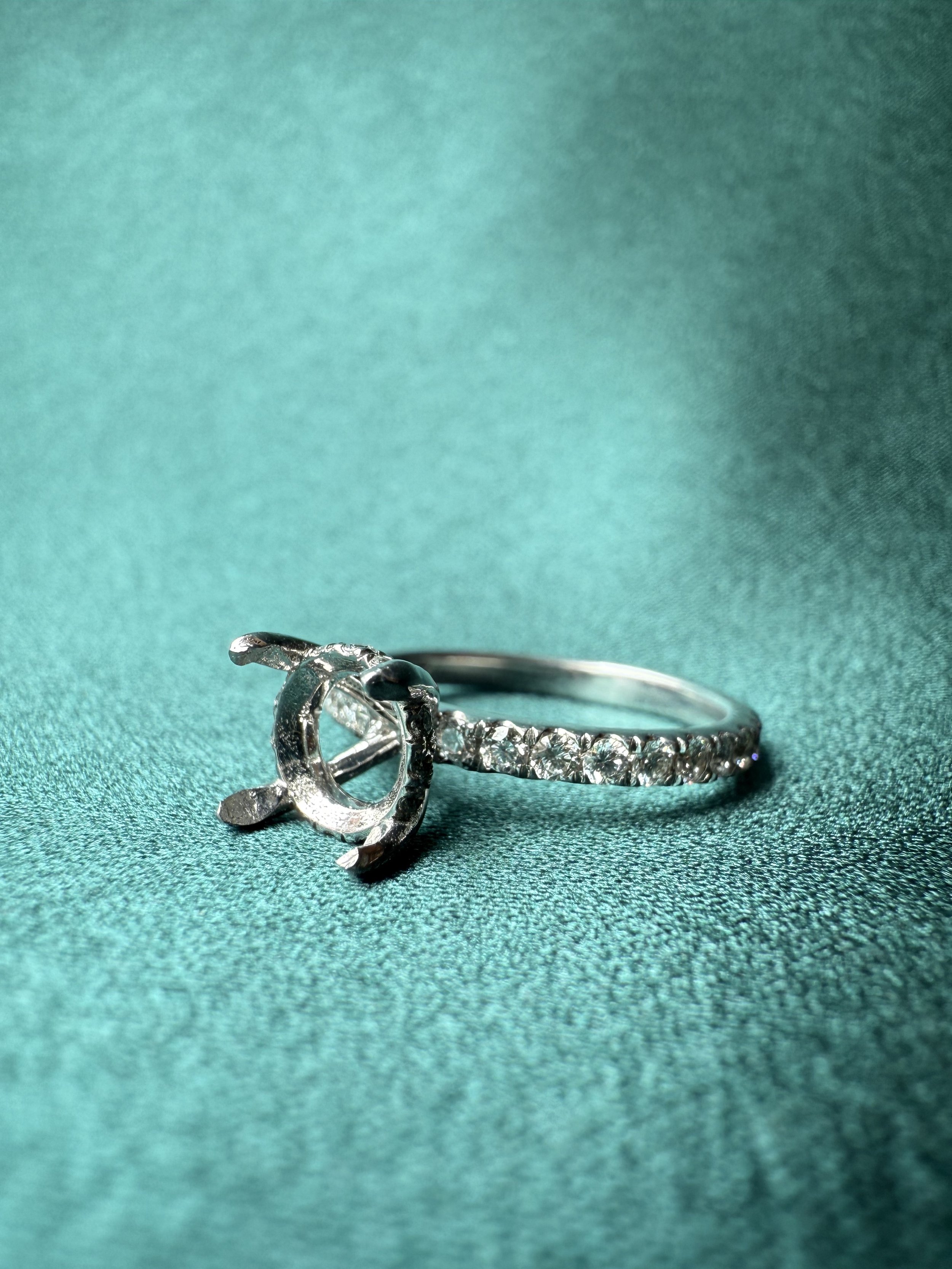 Hidden Halo Engagement Ring - 14K White Gold