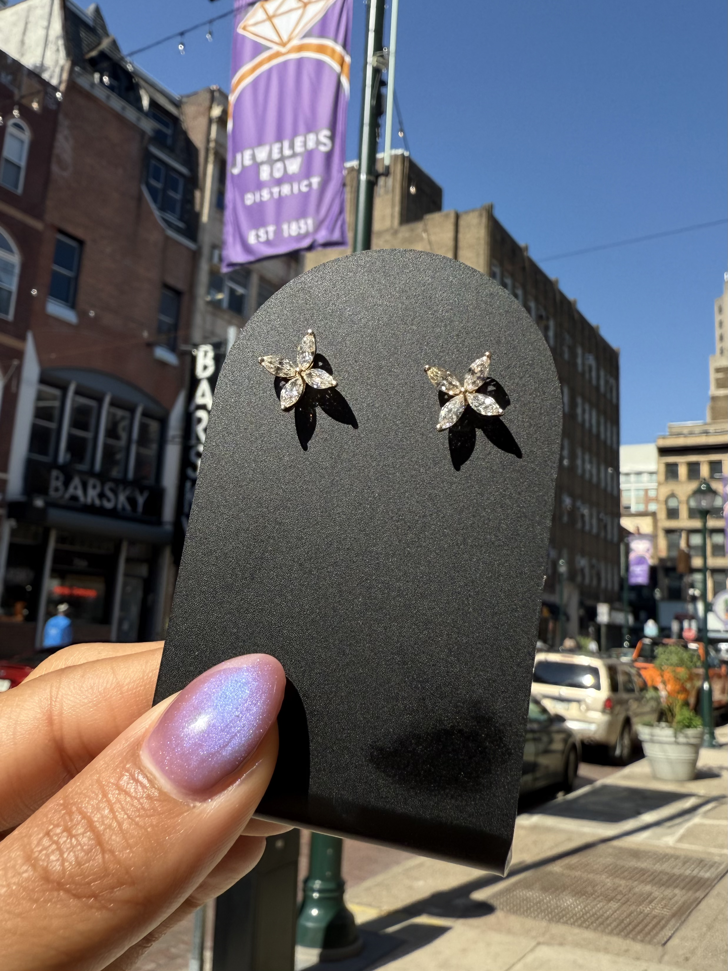 Marquise Floral Studs - 14K Yellow Gold