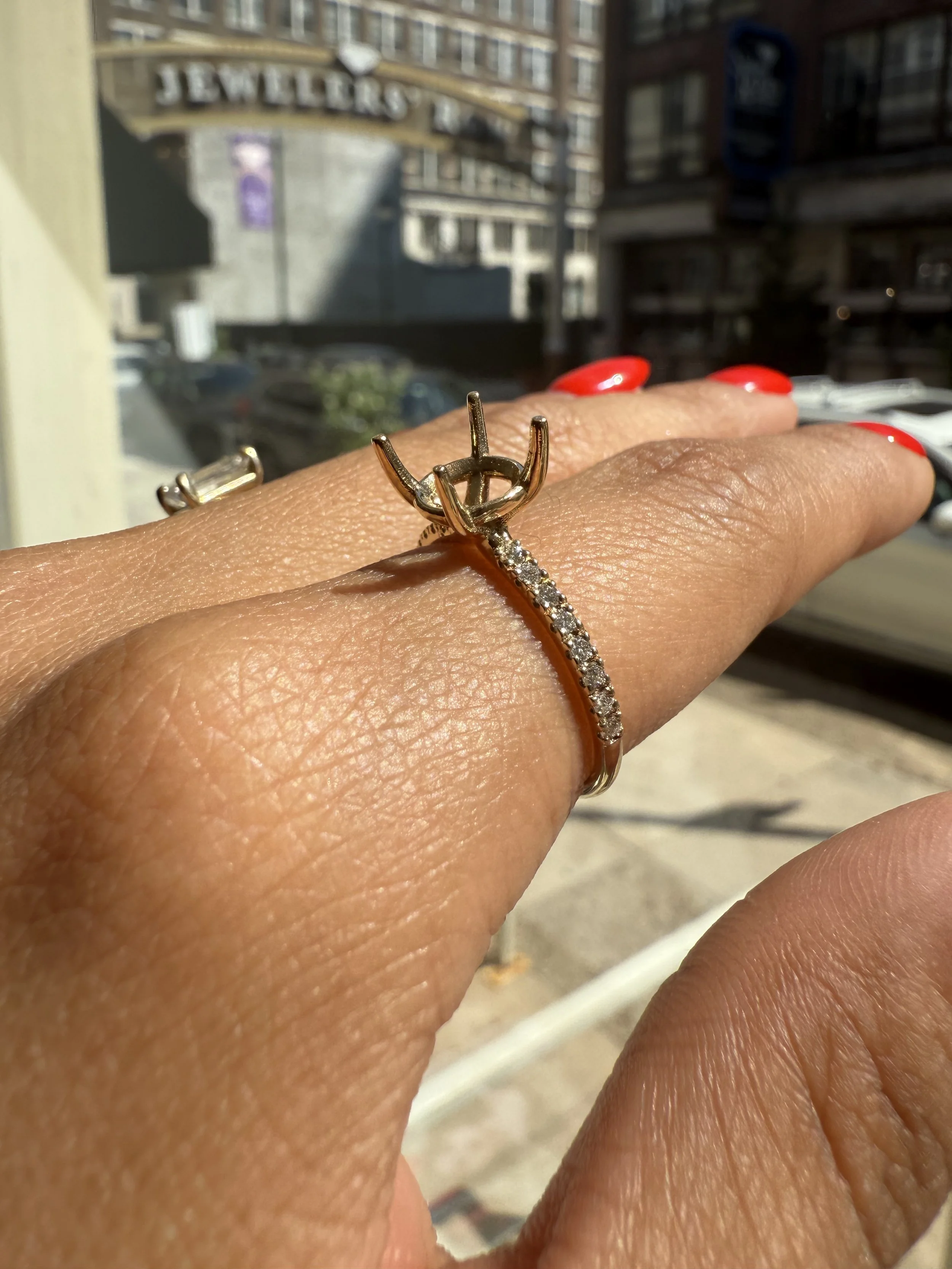 Swan Semi-Mount Engagement Ring - 14K Yellow Gold