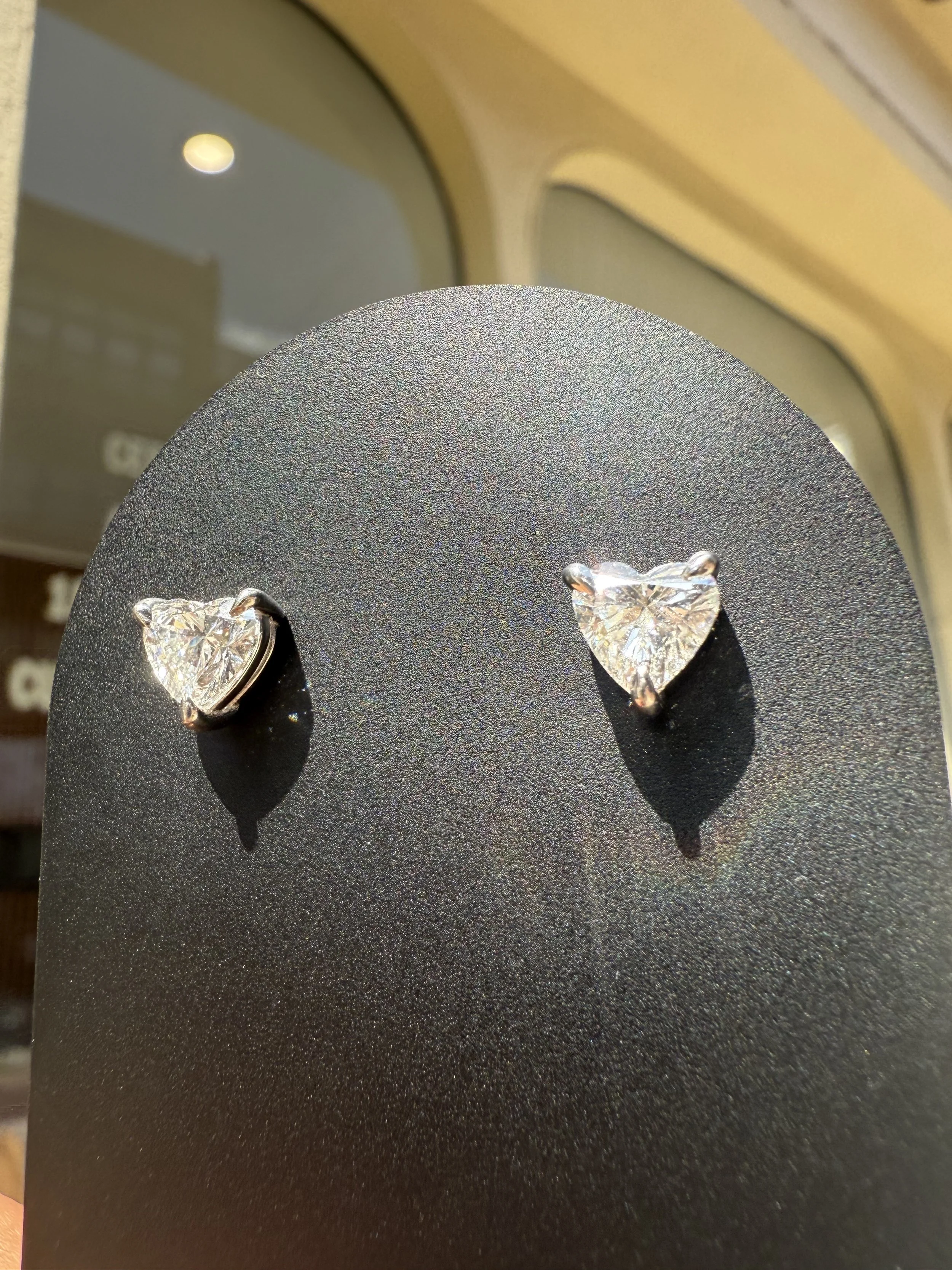 Heart Diamond Studs - 14K White Gold