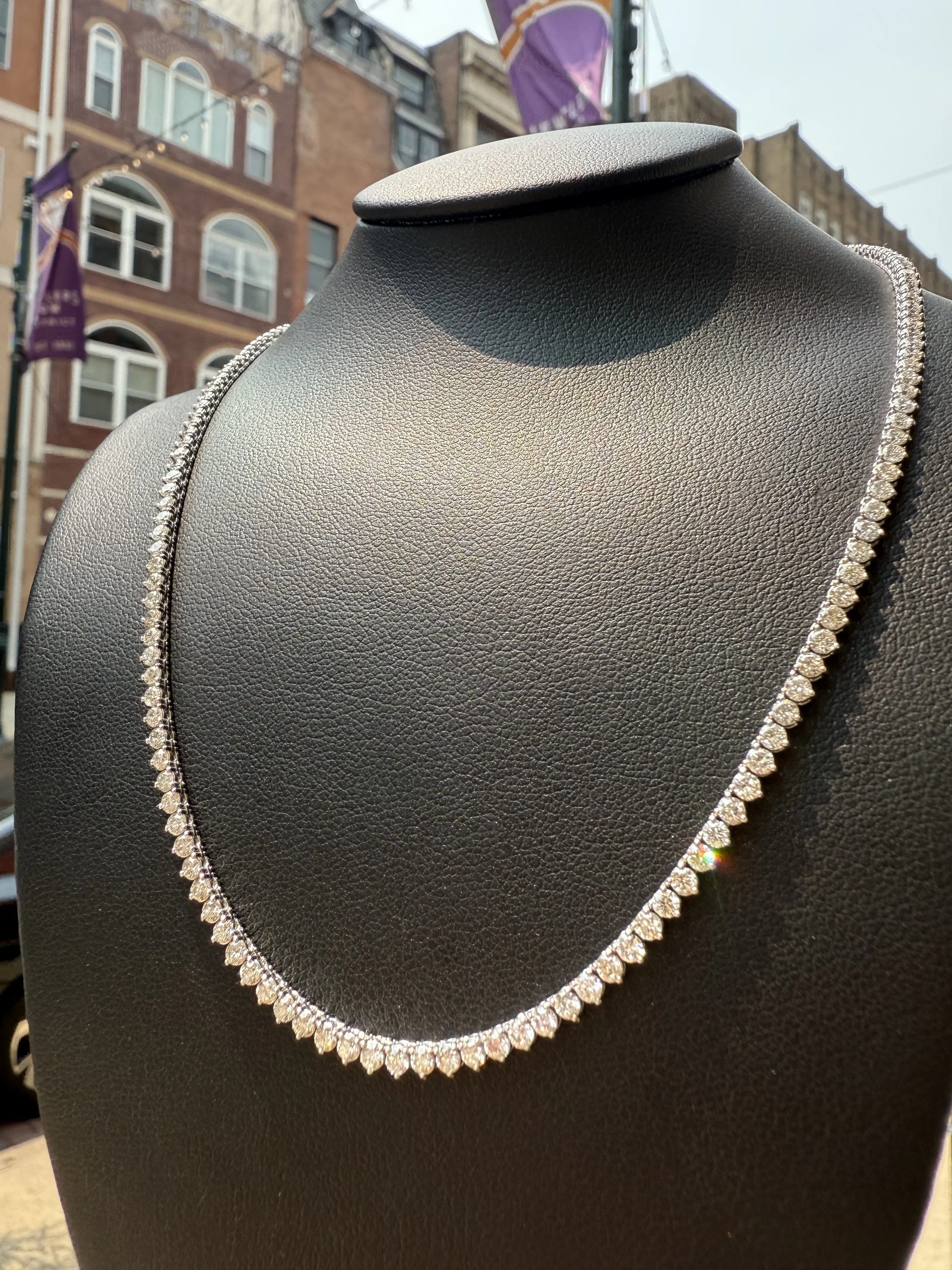 6.80 Carat 3-Prong Tennis Chain - 14K White Gold