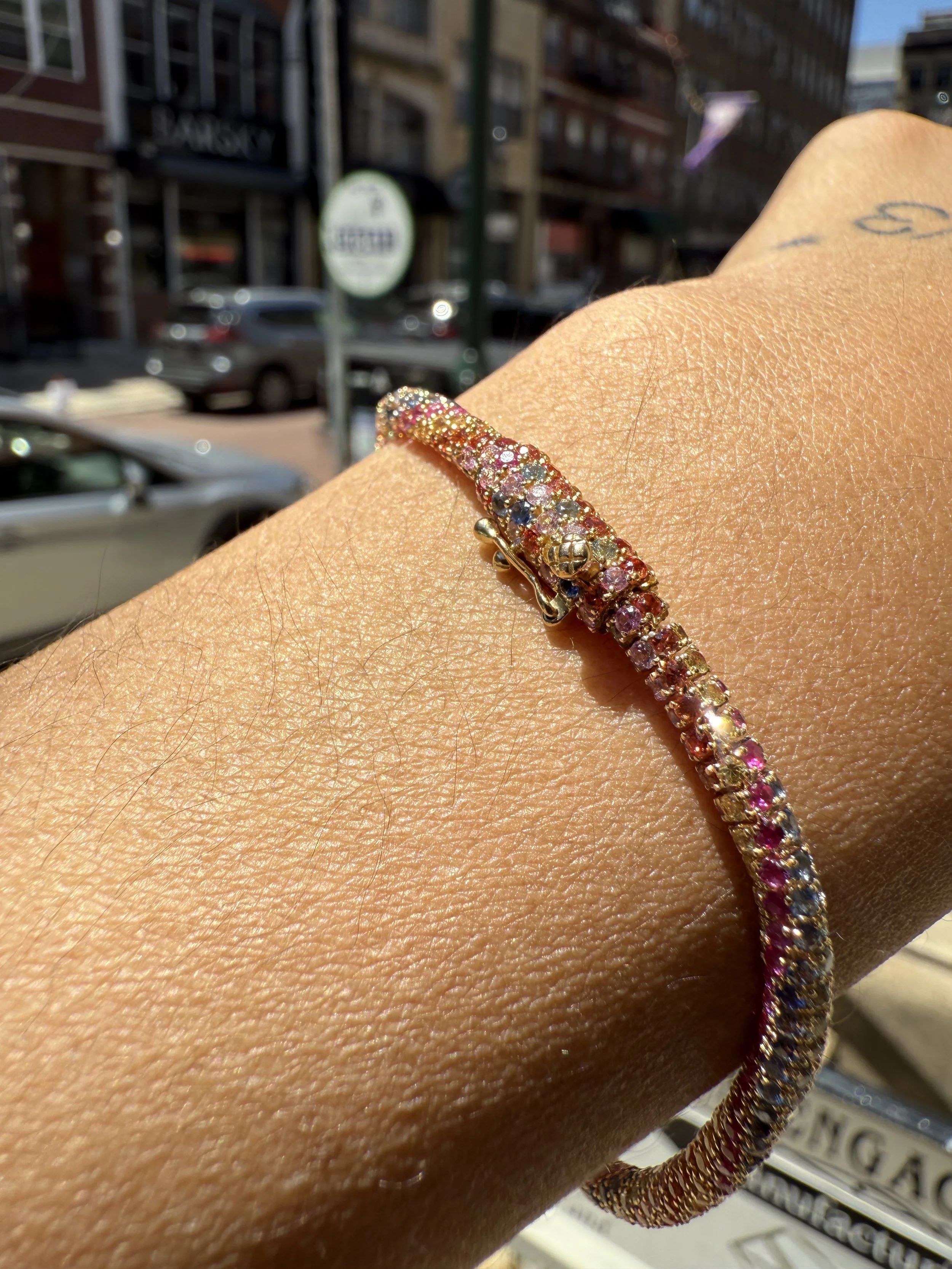 Colorful Hairband Bracelet - 14K Yellow Gold