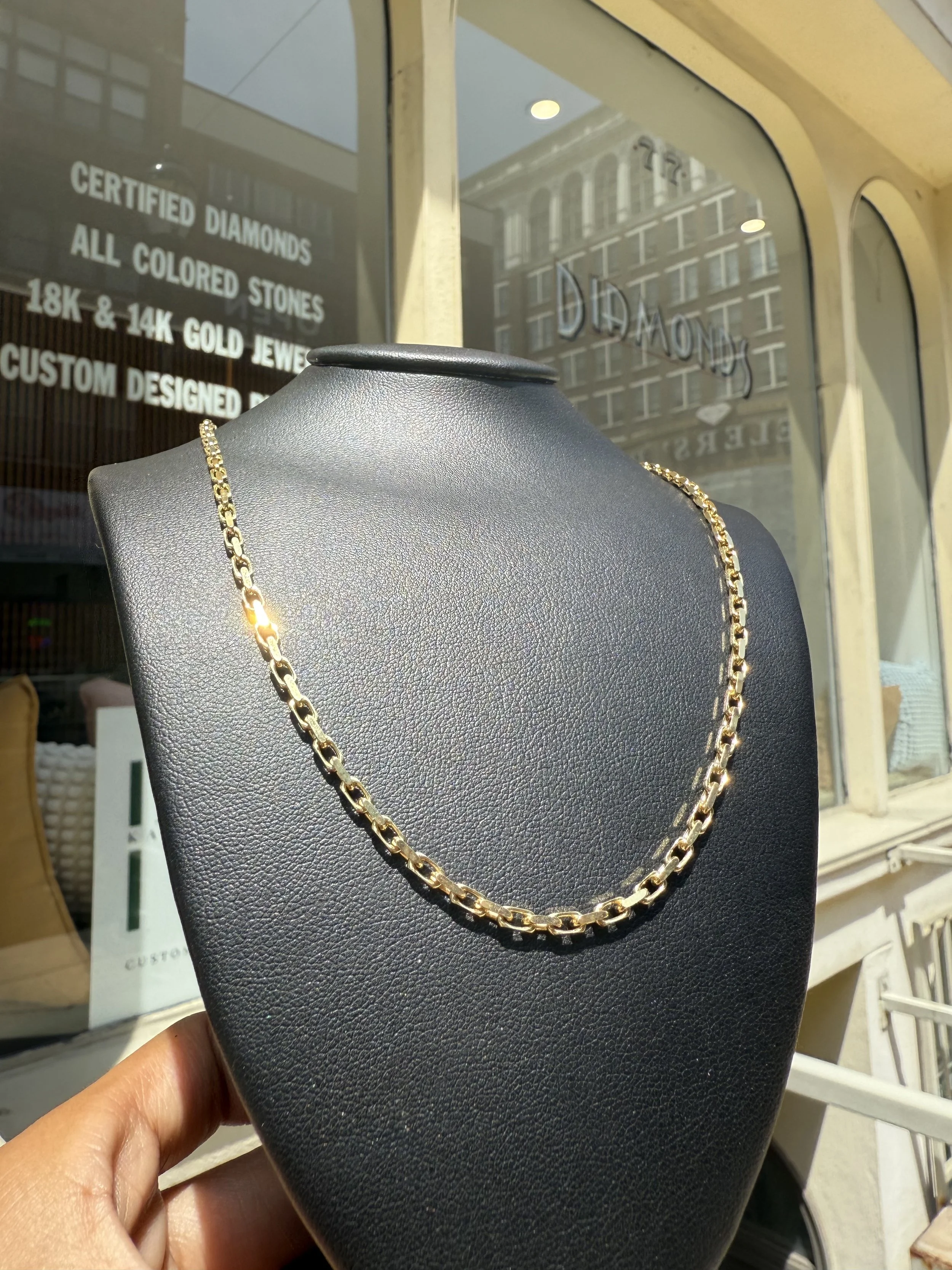 French Cut Cable Chain - 14K Yellow Gold
