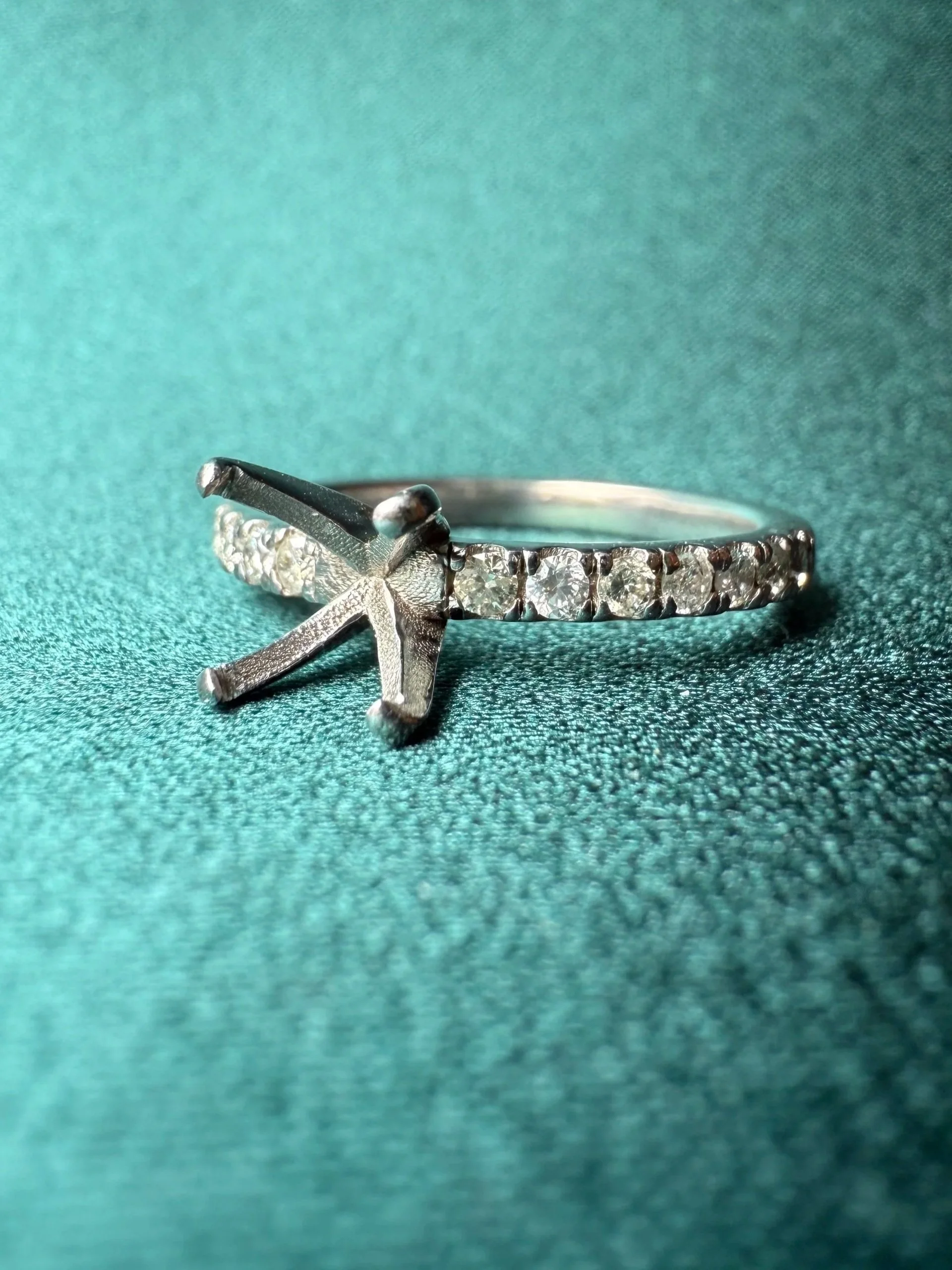Tiffany Head Semi-Mount Engagement Ring- 14K White Gold