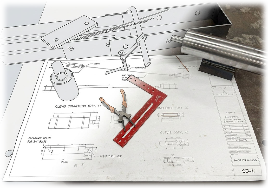 A strategic planning session or blueprint review for an industrial engineering project.