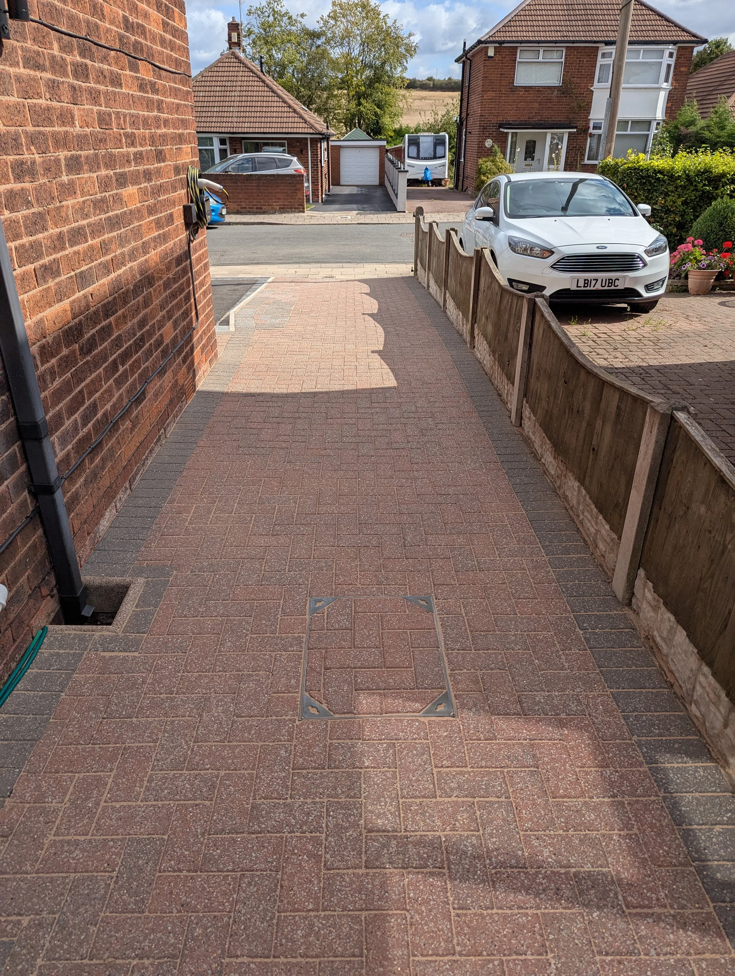 A block paved driveway photo, this driveway based in Nottinghamshire was just cleaned And Re-Sanded by Jet Set Wash