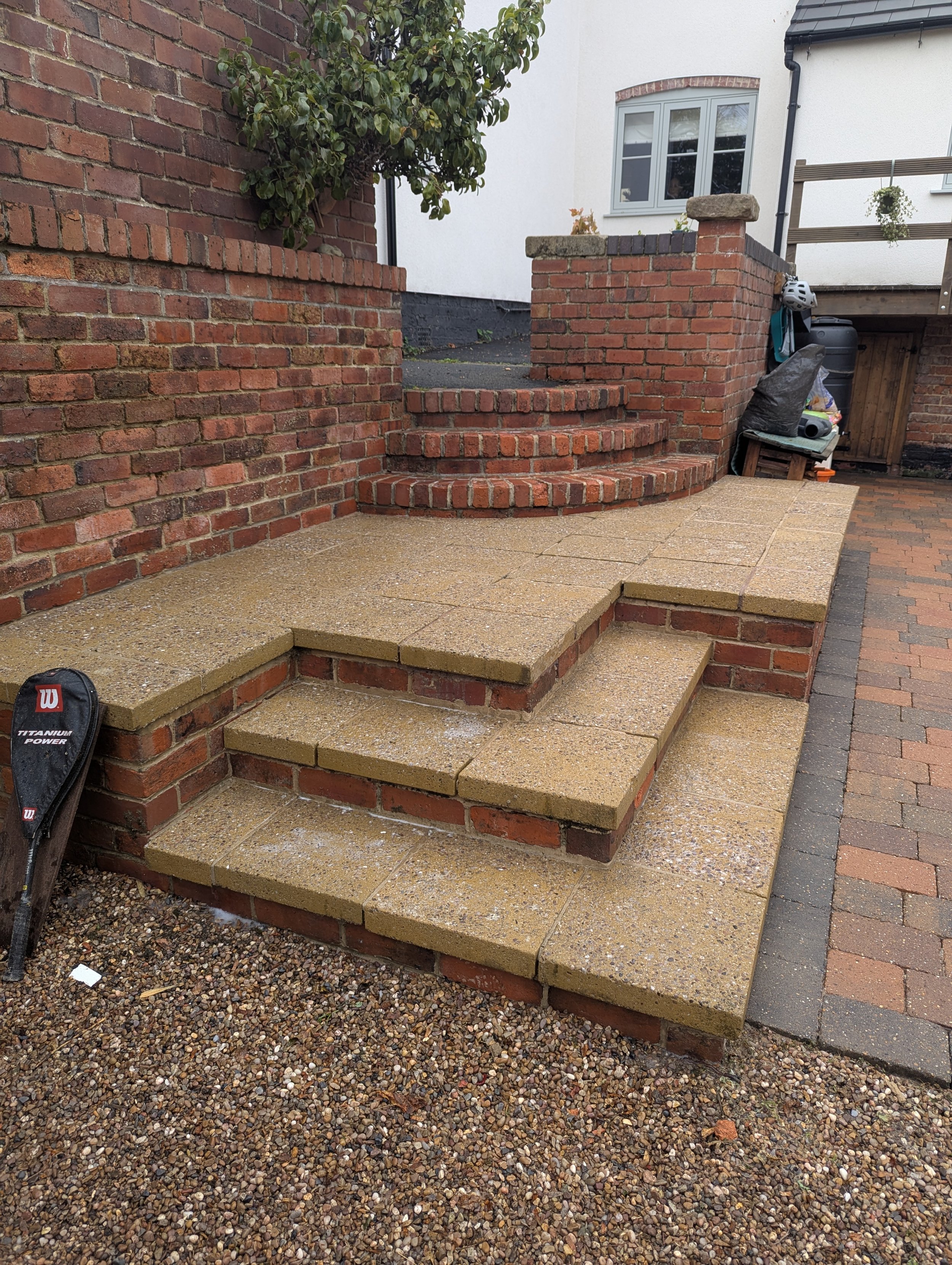 An old stone staircase, restored and chemically treated by Jet Set Wash - Exterior cleaning. Pressure washed, chemically treated and fully cleaned