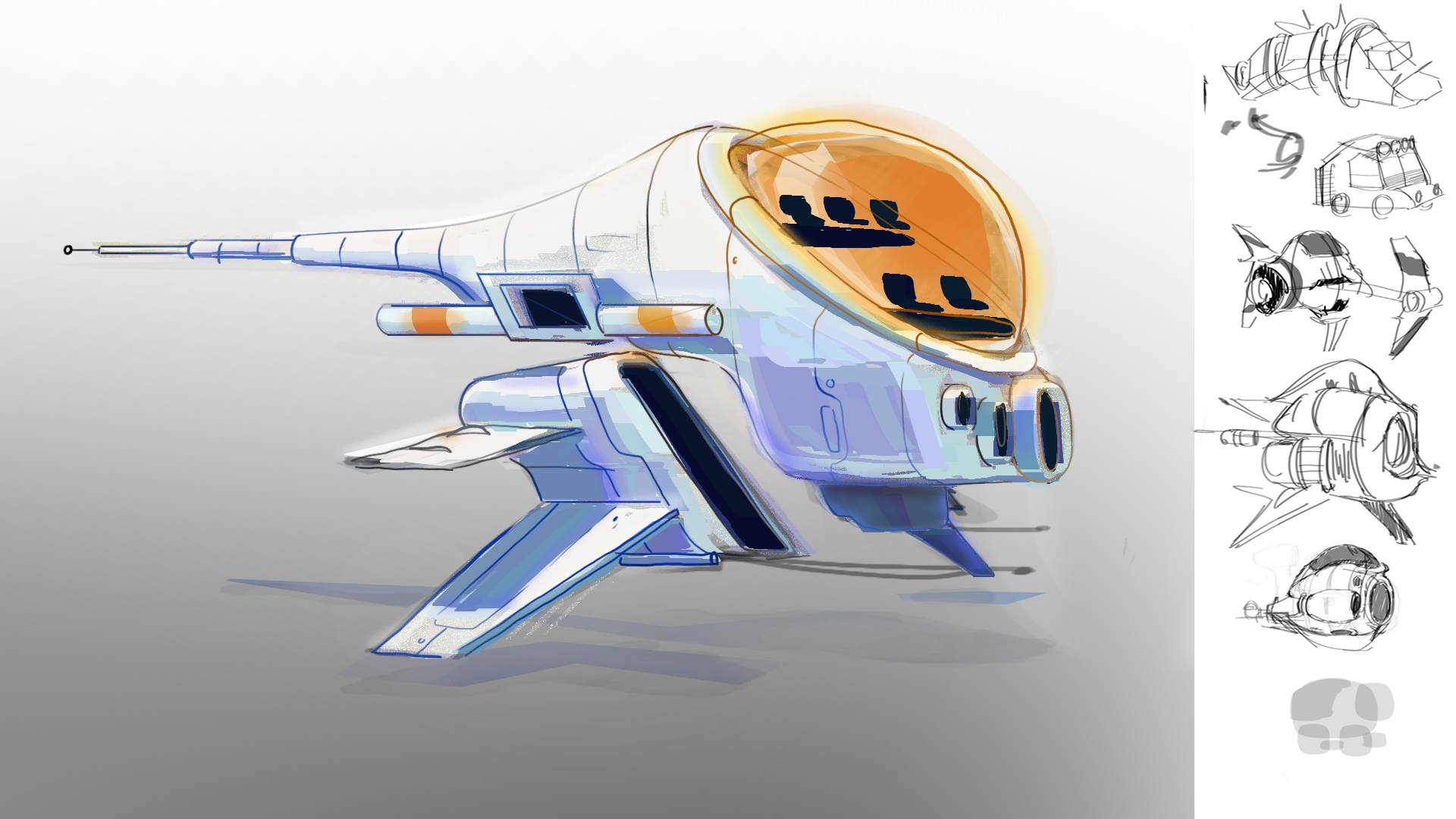 Ship variations inspired by aquatic predators and poacher vehicles