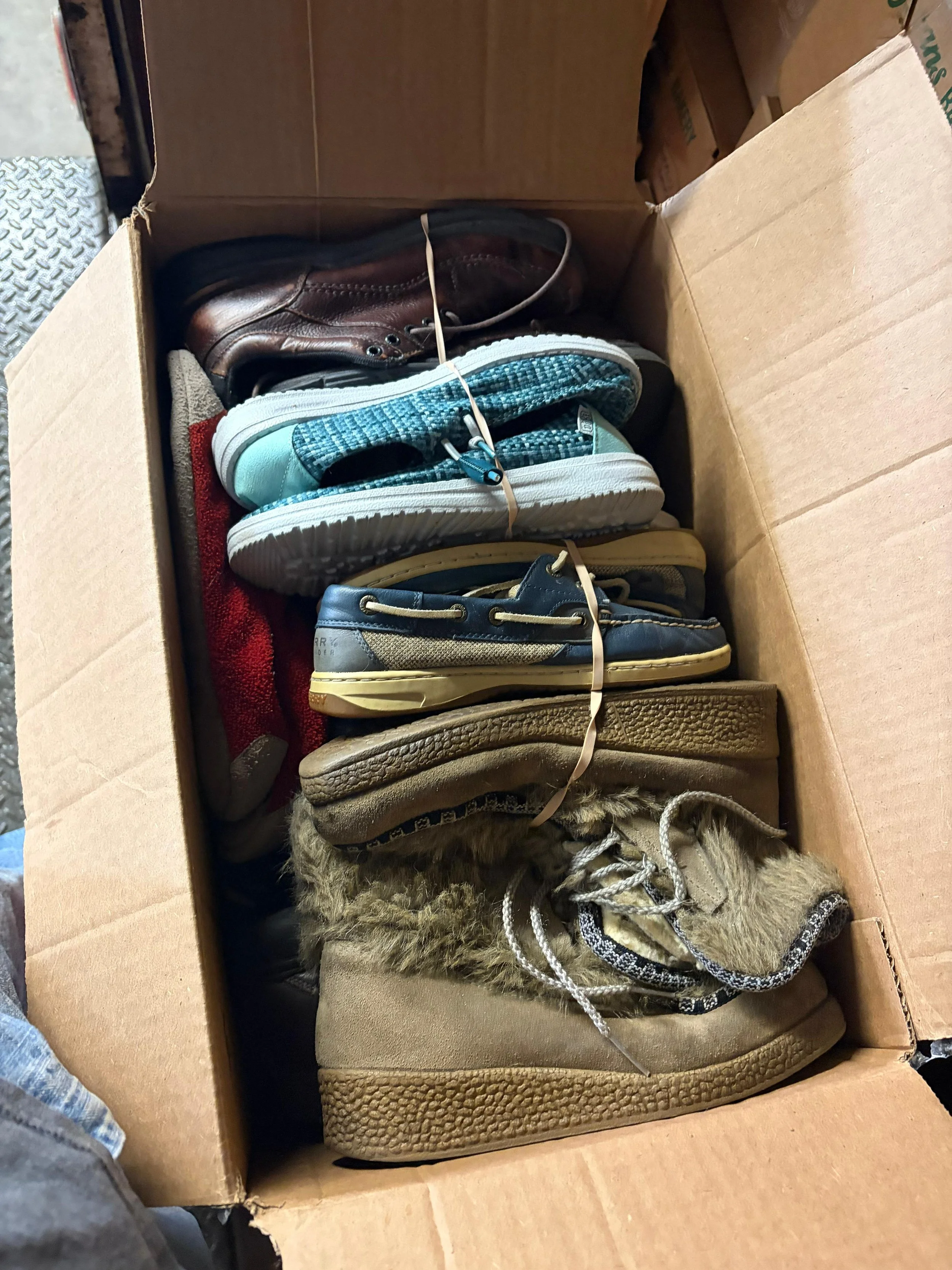 Shoes in a cardboard box