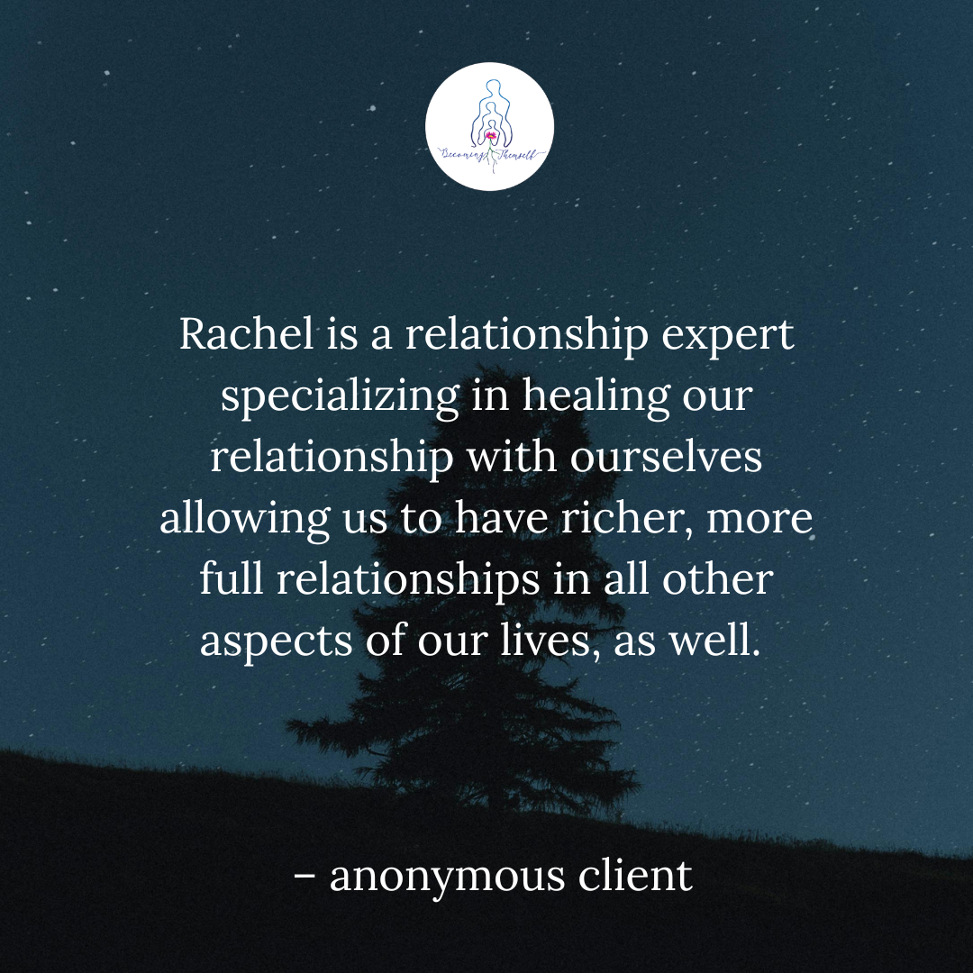 An inspiring quote about relationship healing set against a starry night sky, featuring the silhouette of a lone tree, creating a calm and reflective atmosphere.