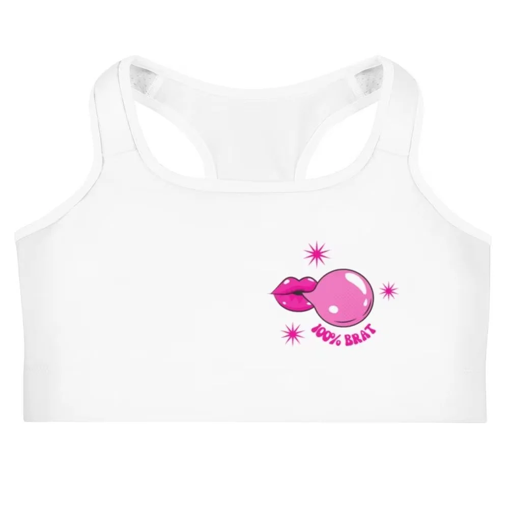 '100% Brat' Graphic Sports Bra