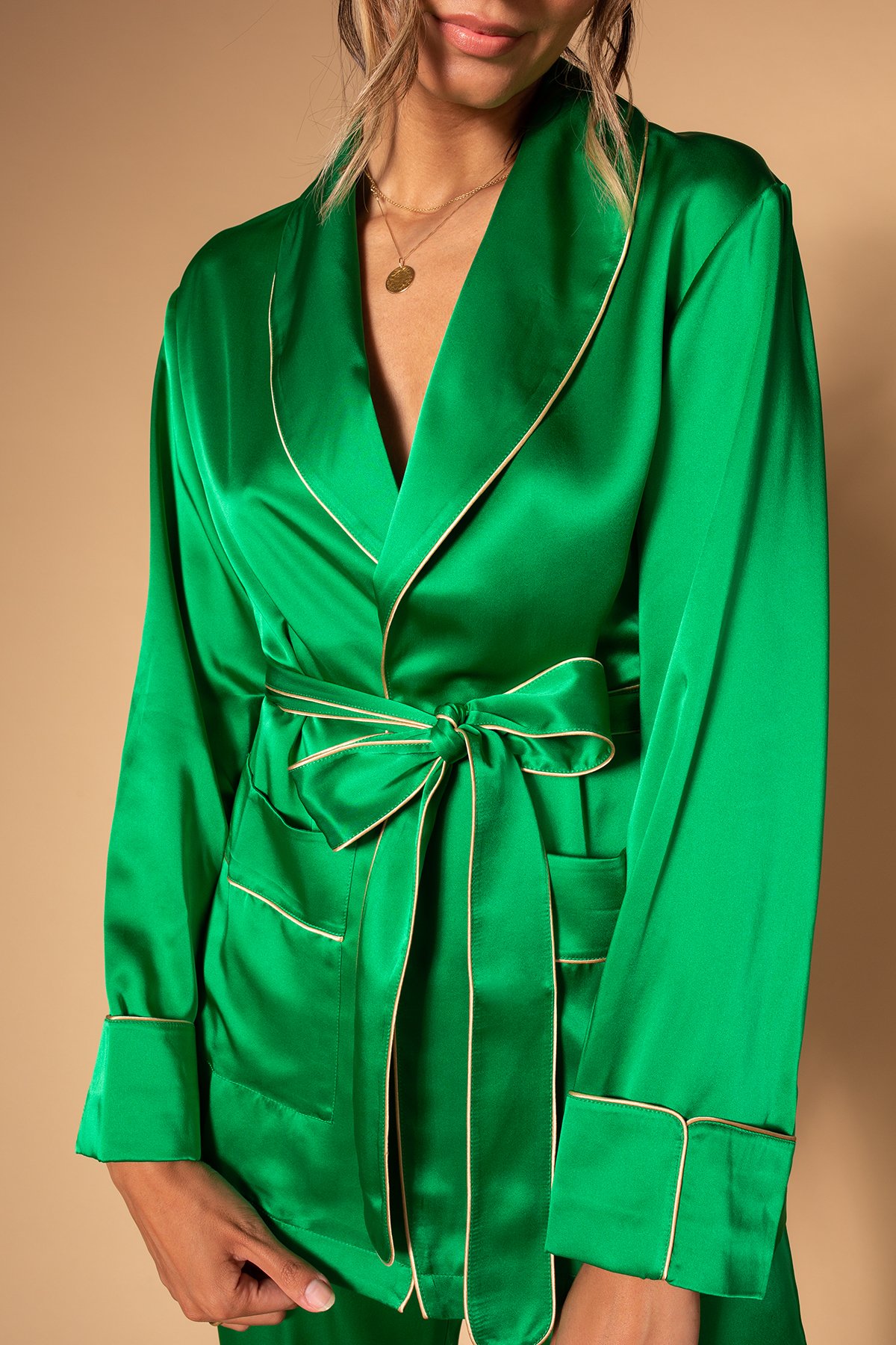 green silk pyjama 19 momme fabric nightwear