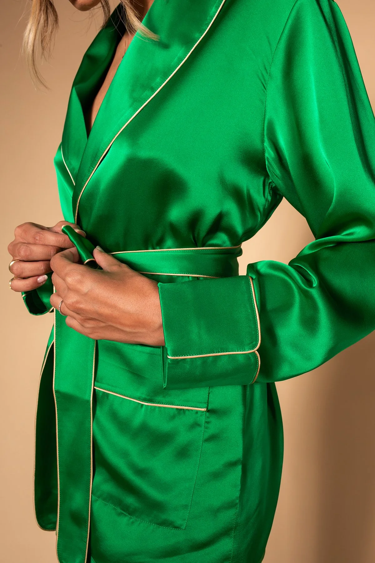 green silk pyjama 19 momme fabric nightwear