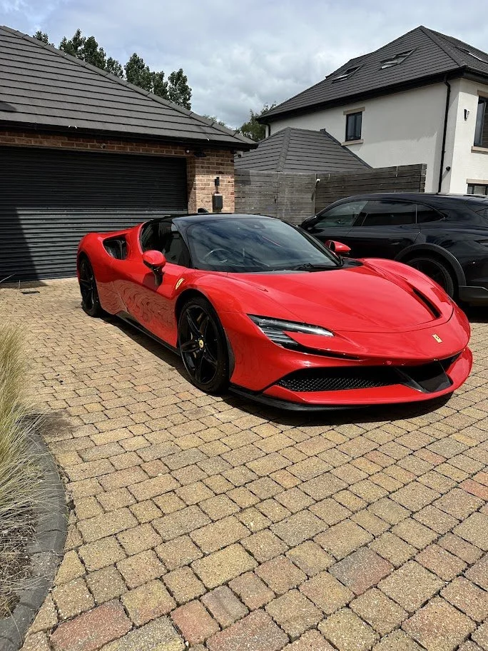 Red Ferrari sports after maintanance