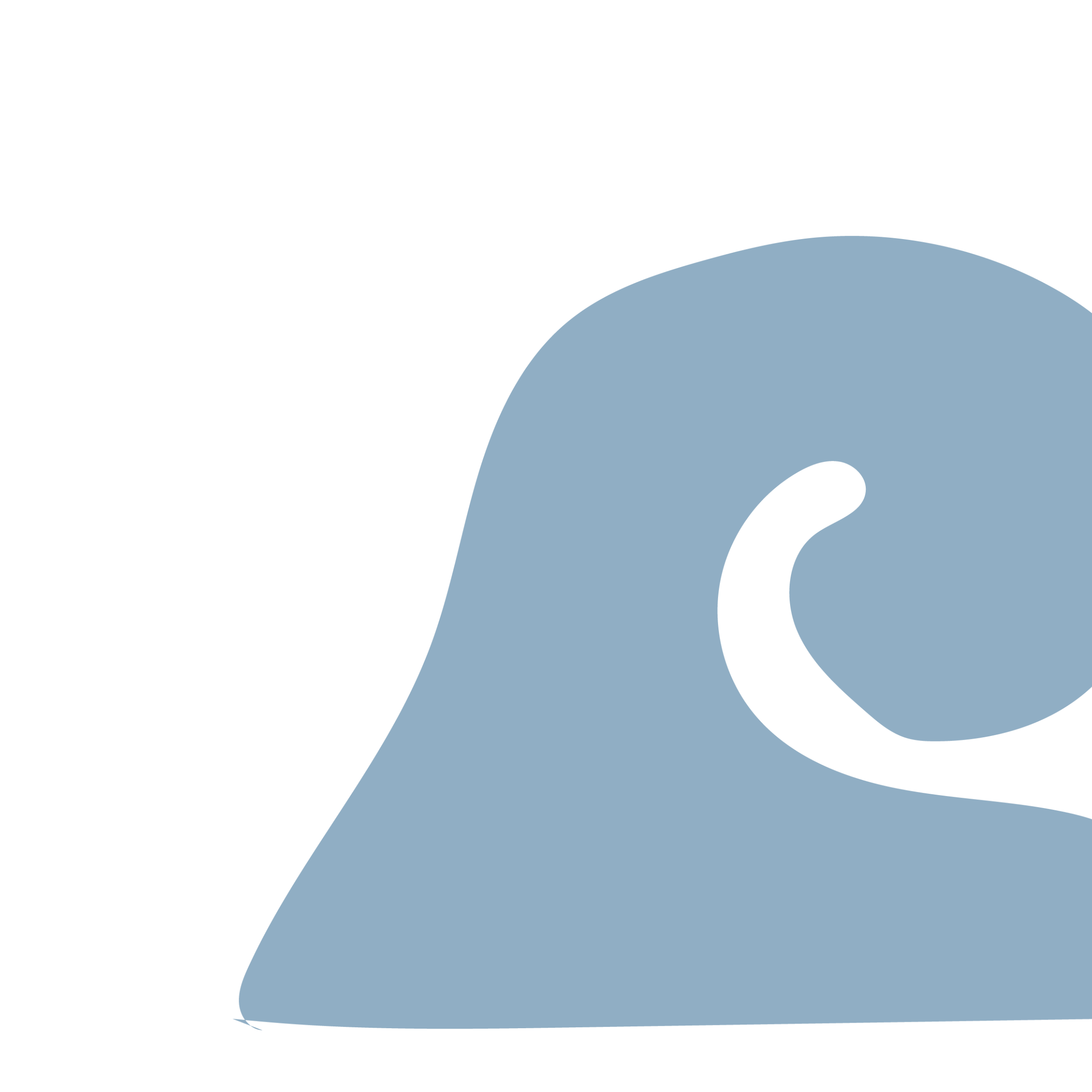 A stylized ocean wave illustration with a light blue curved shape