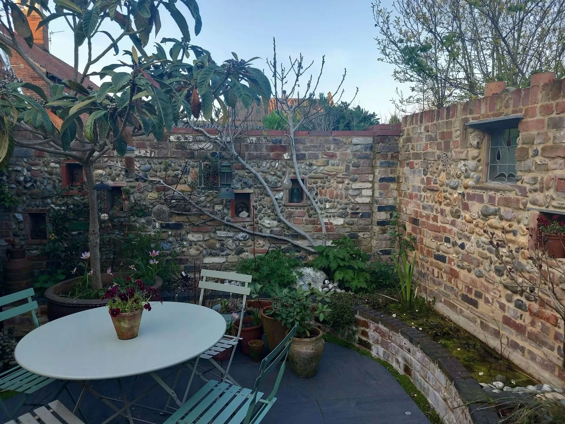 Seating area and raised pond