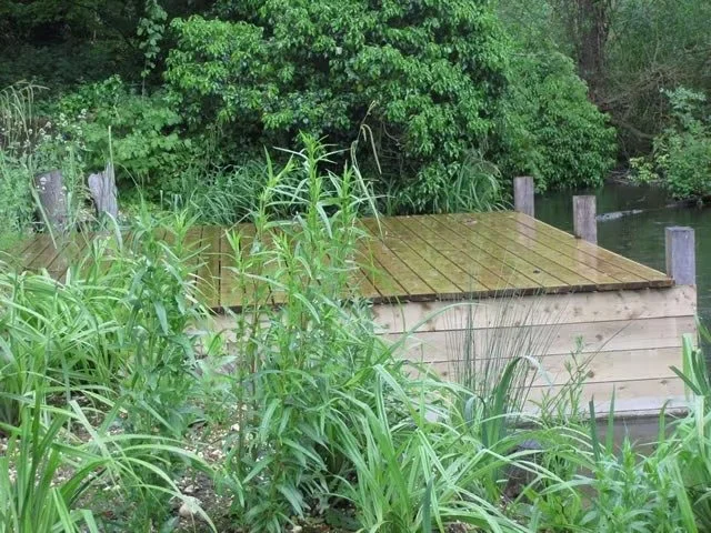 Deck overhanging river