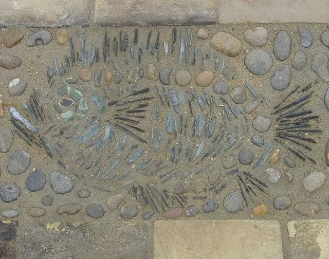 Fish mosaic in patio