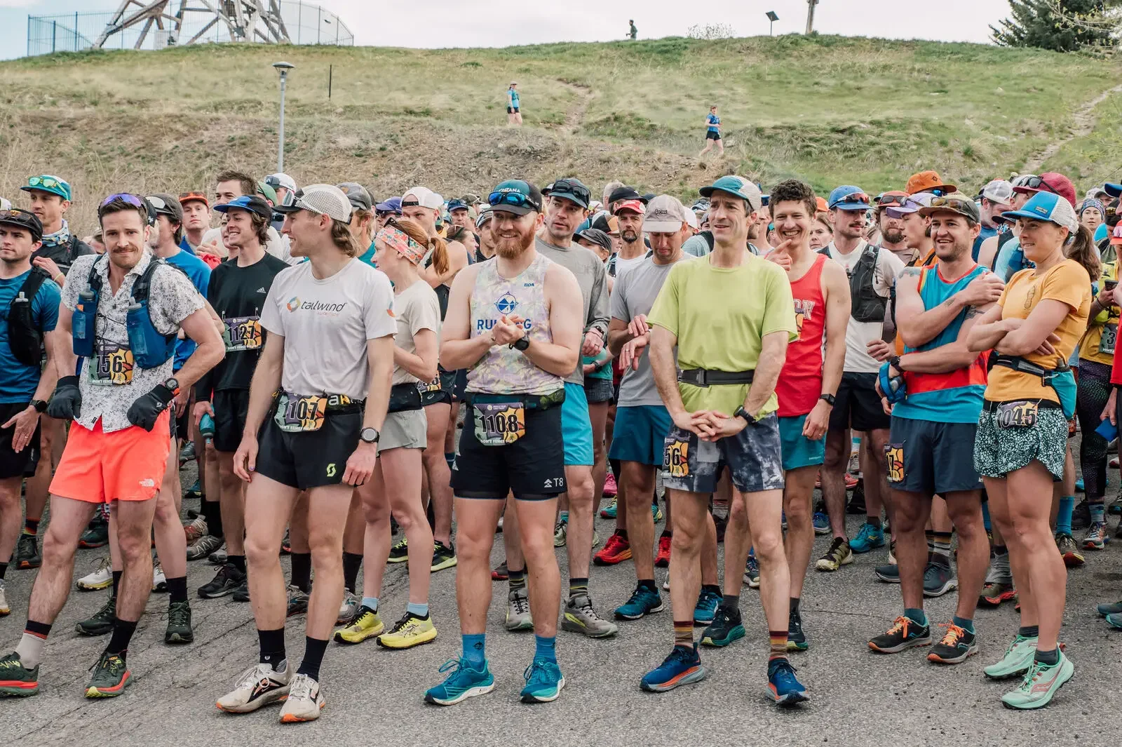 Run to Hunt runners gather at the start of the annual Don't Fence Me In trail race in Helena, MT.