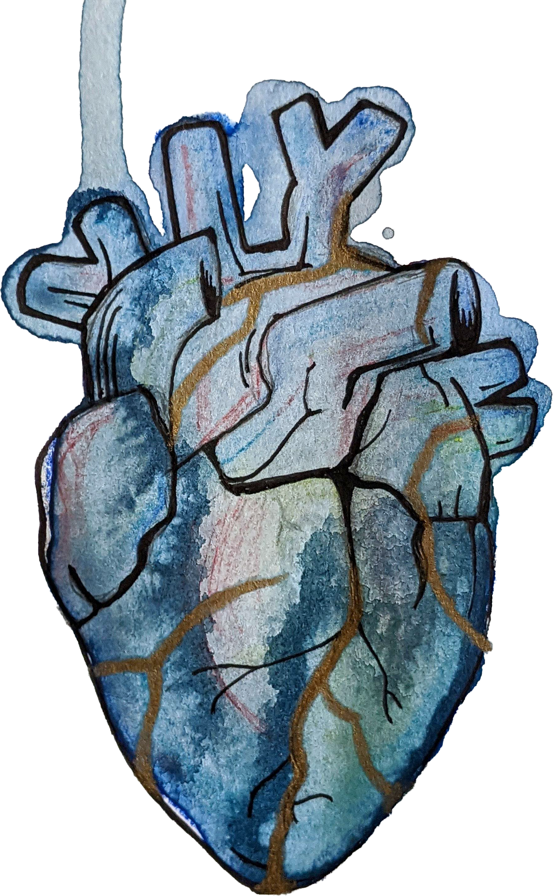 Colorful artistic illustration of a human heart with stylized veins and arteries, featuring the word "LOVE" integrated into the design.