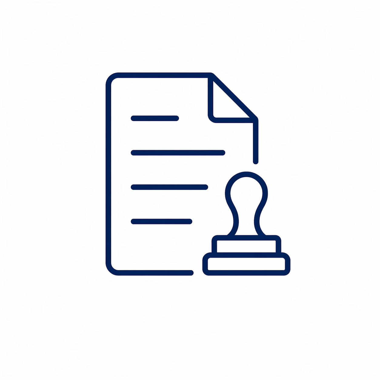Outline of a document with lines of text and a stamp or seal.