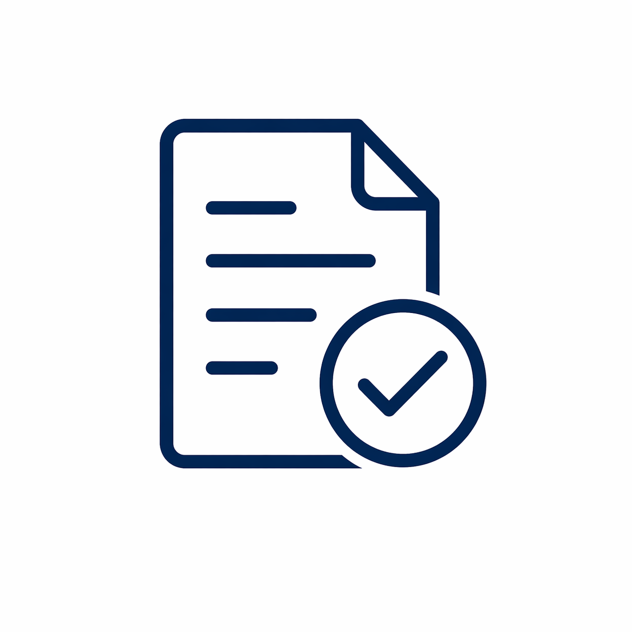 Document with a checkmark icon, indicating approval or completion.