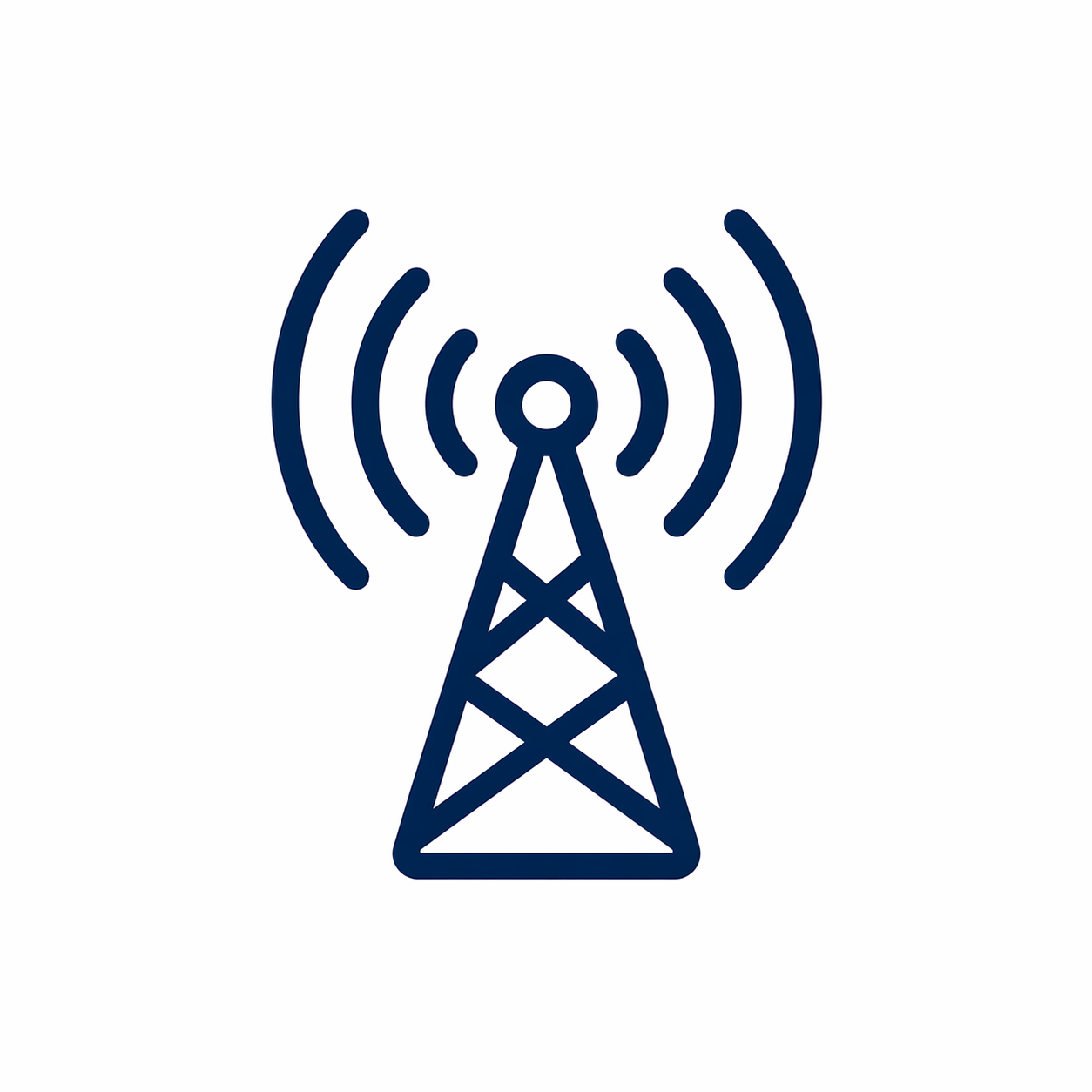 Icon of a radio transmission tower emitting radio waves.