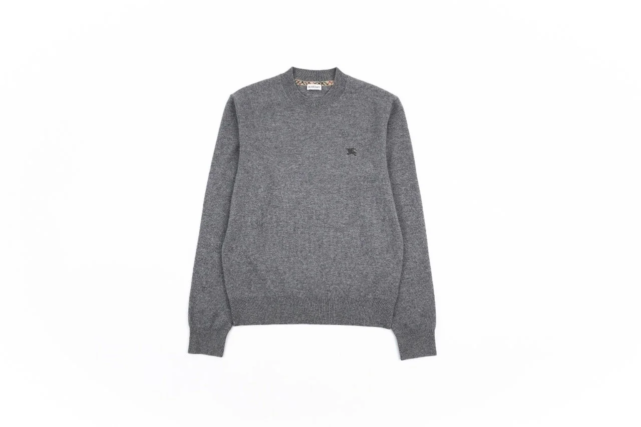 Burb*rry Hidden Check-Detail Equestrian Motif Jumper