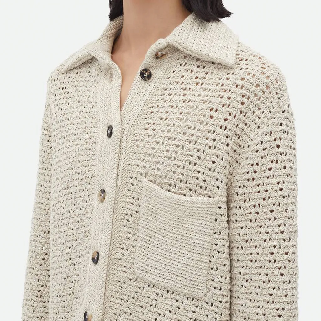 Bott*ga Ven*ta Open-Knit Collared Cardigan