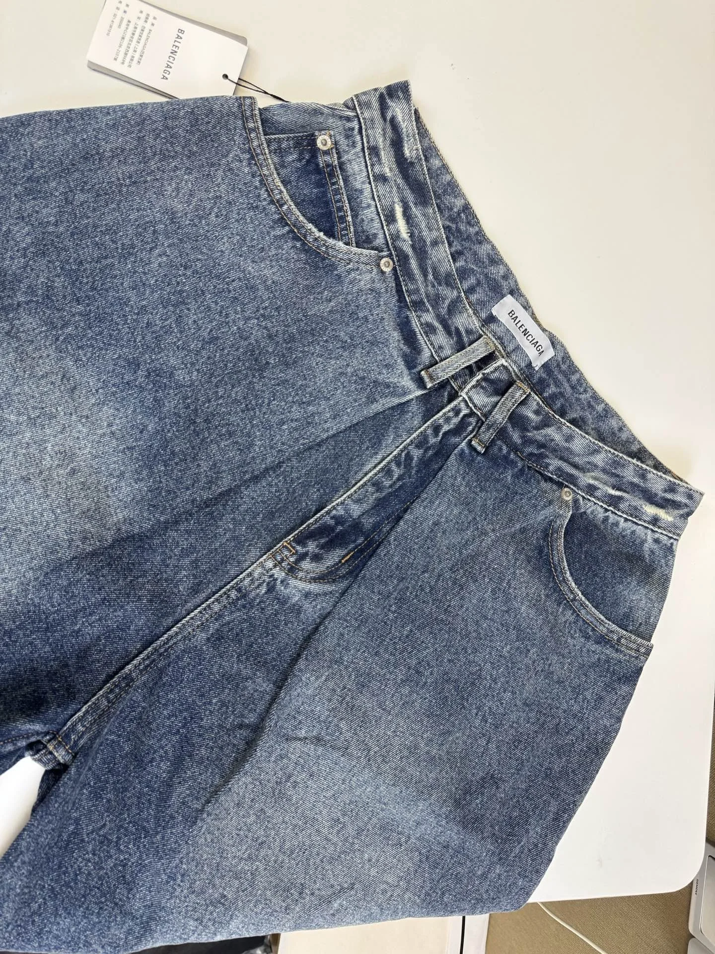 B*lenci*ga Wide-Leg Denim Shorts