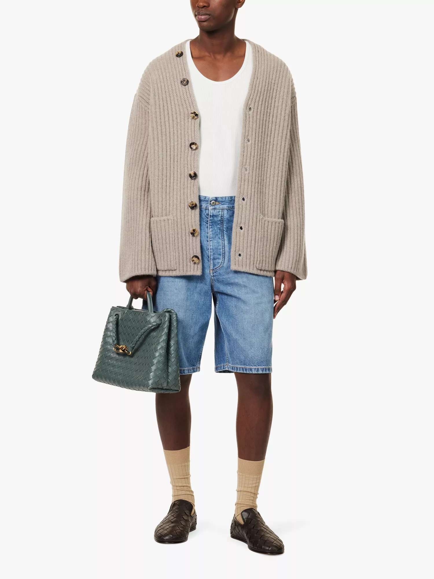 Bott*ga Ven*ta Ribbed Wool-Blend Cardigan