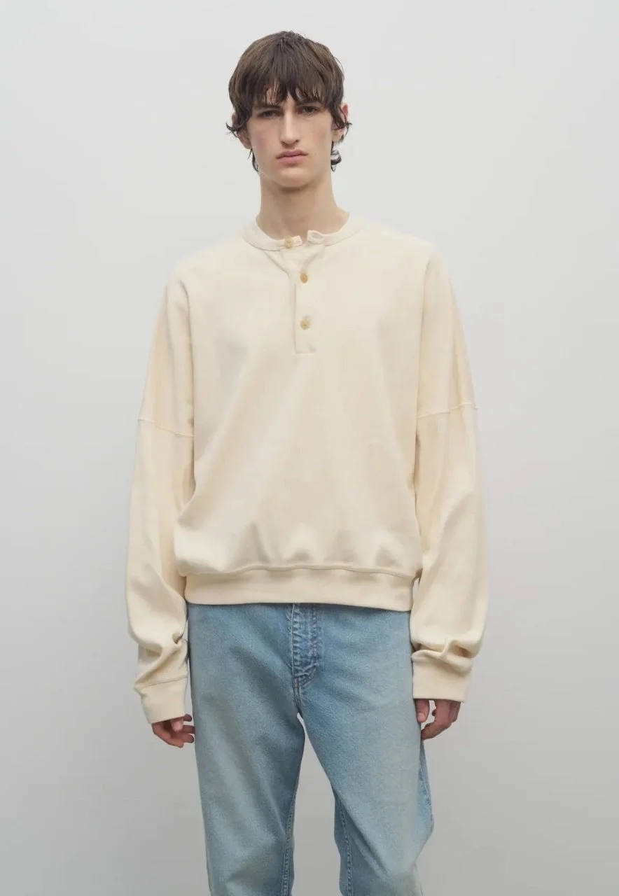 TR 25FW Beige Henley Collar T-Shirt
