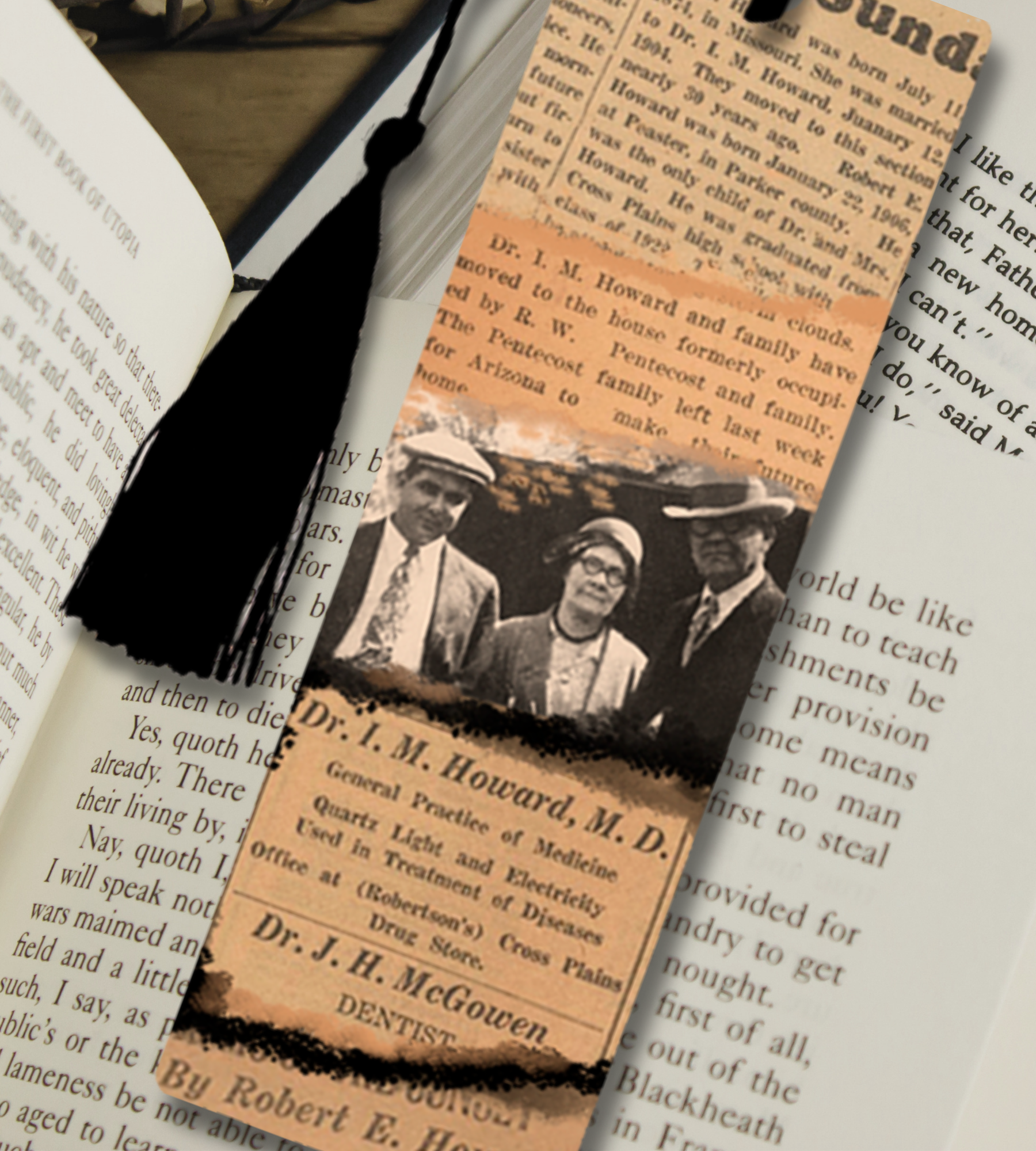 Robert E. Howard Historical Bookmark – Vintage Newspaper Collage