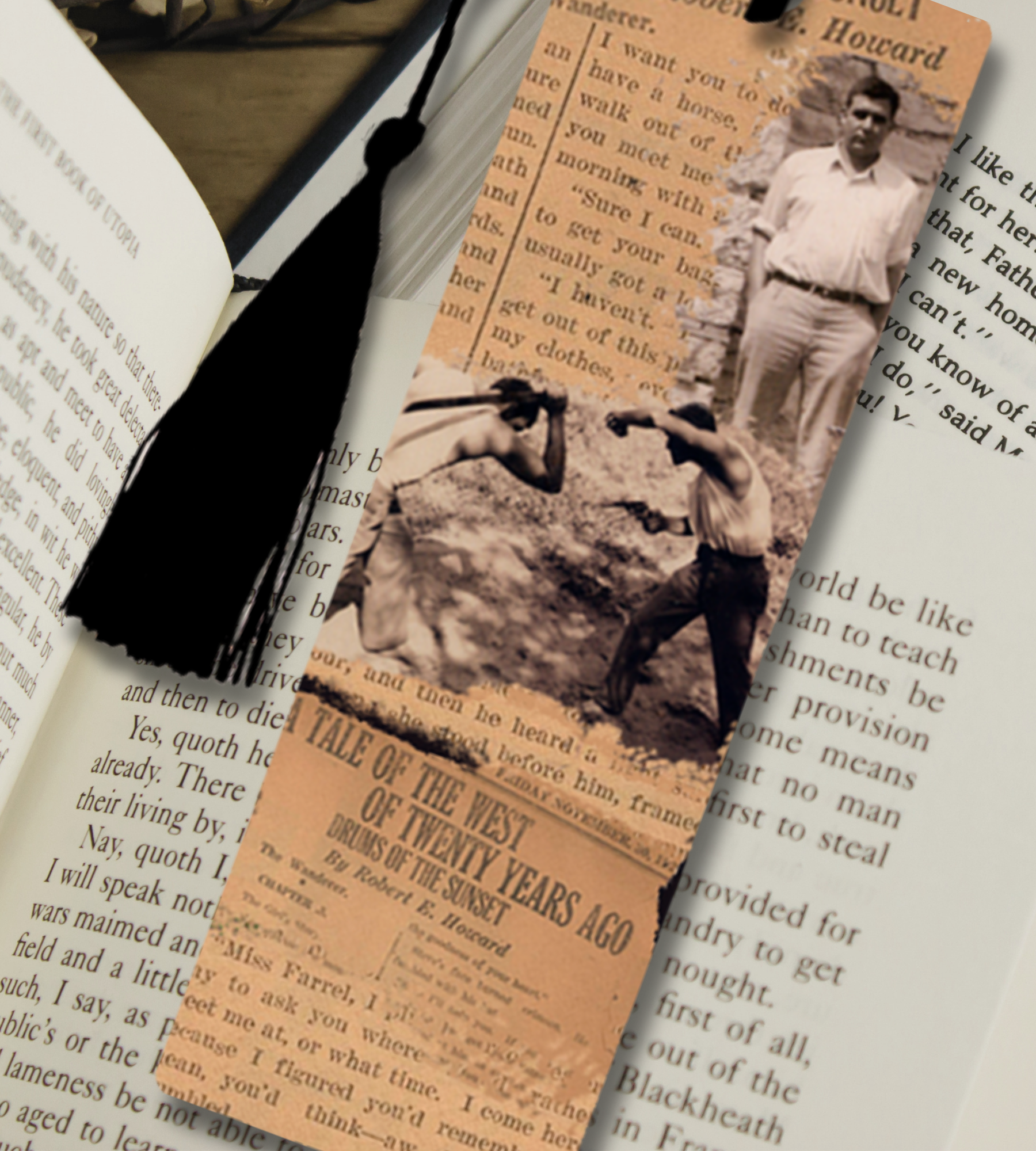 Robert E. Howard Historical Bookmark – Vintage Newspaper Collage