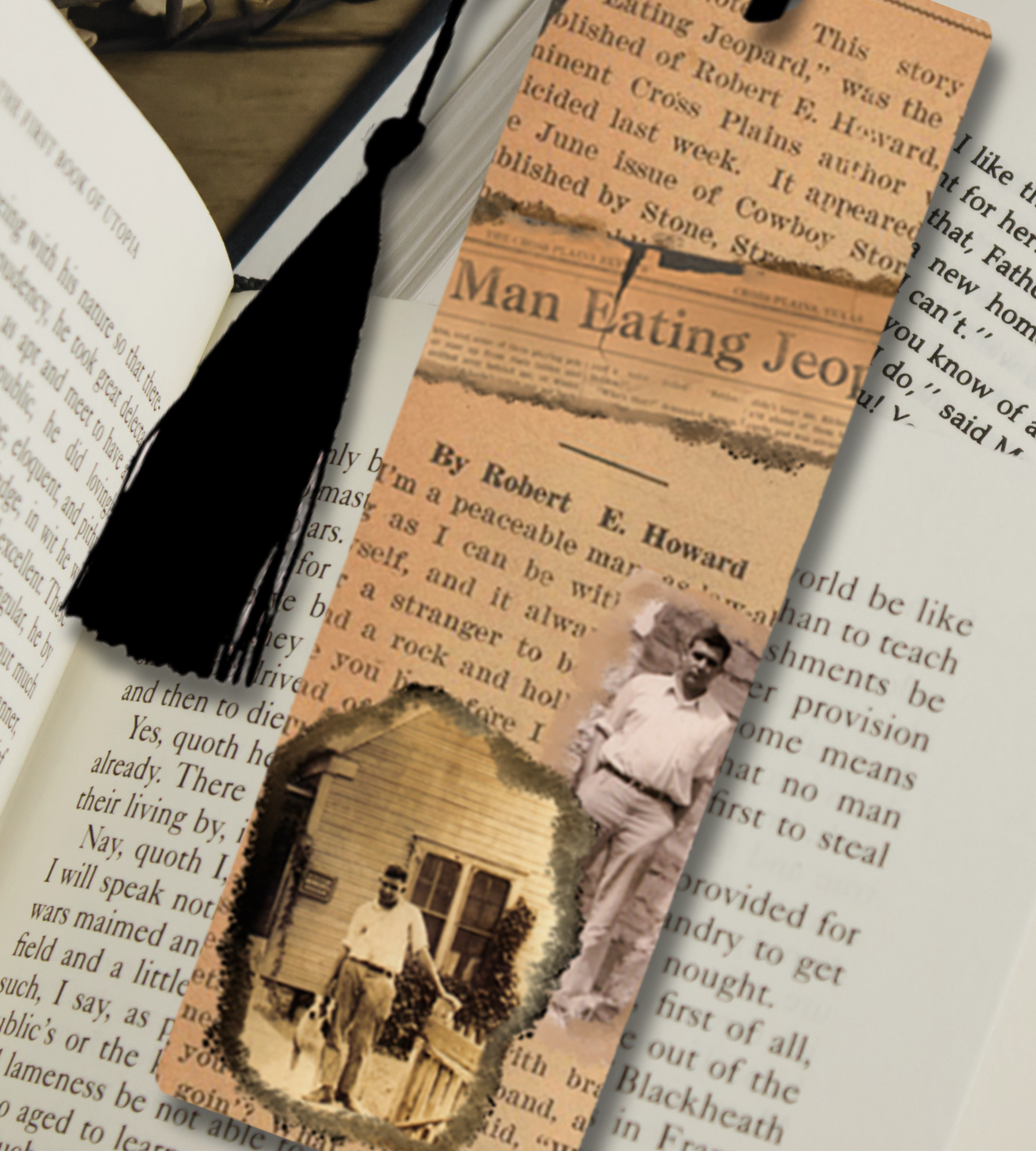 Robert E. Howard Historical Bookmark – Vintage Newspaper Collage
