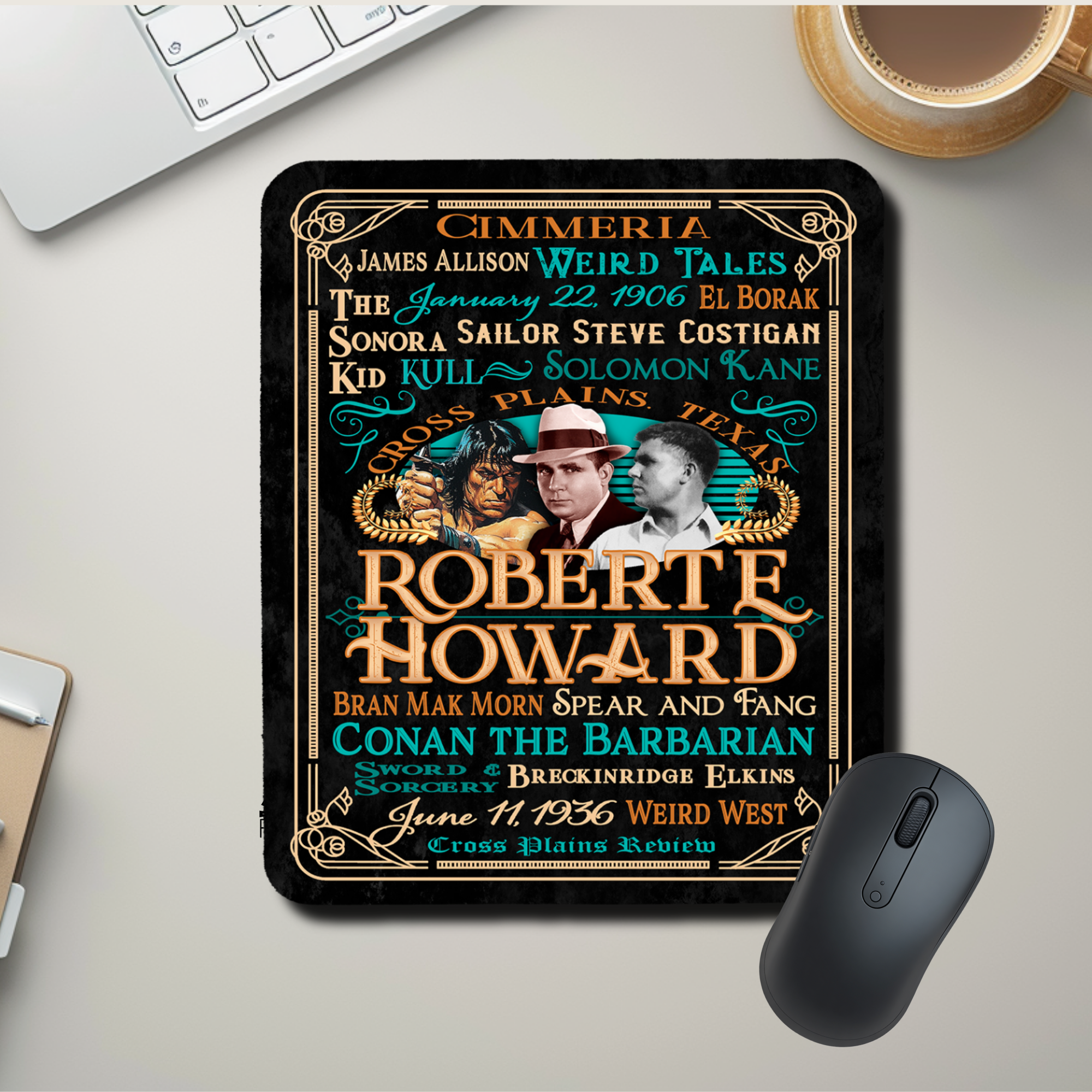 Robert E. Howard Mousepad - Vintage Conan, Solomon Kane and others
