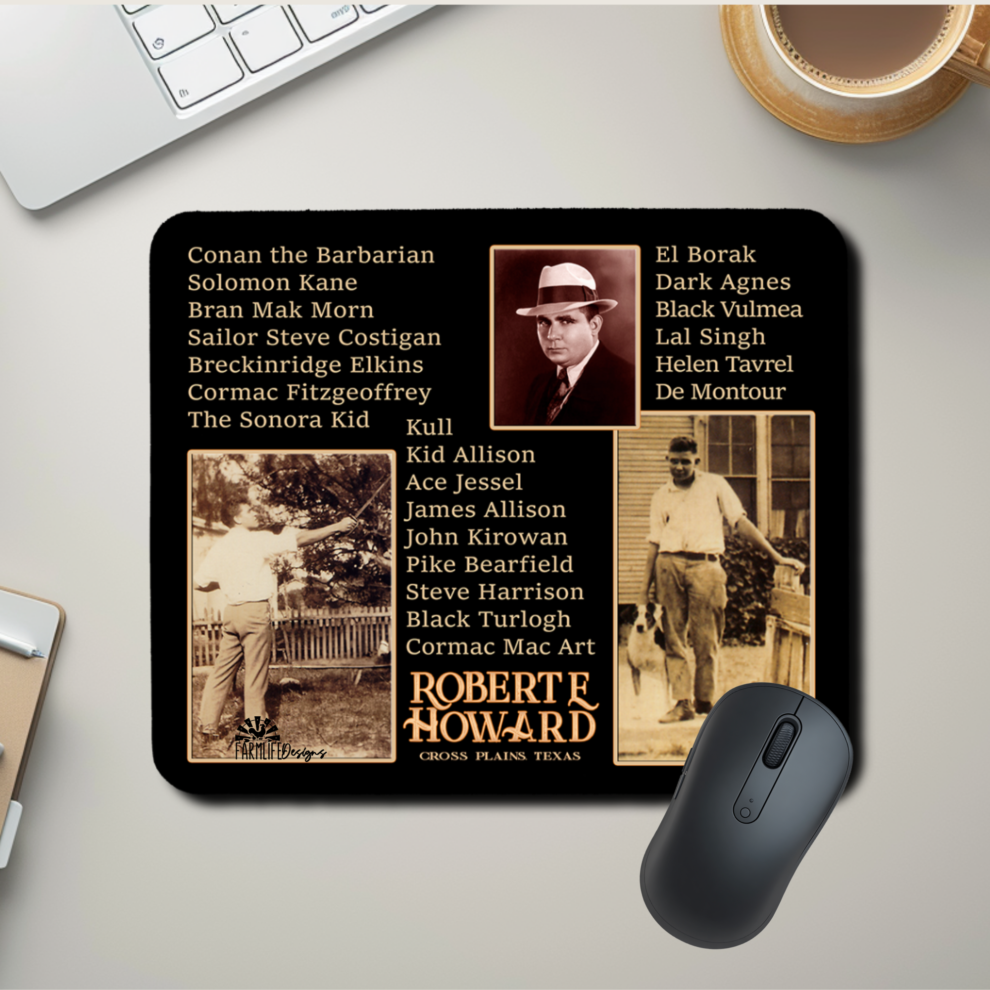 Robert E. Howard Mousepad – Conan, Solomon Kane & Character Tribute Design