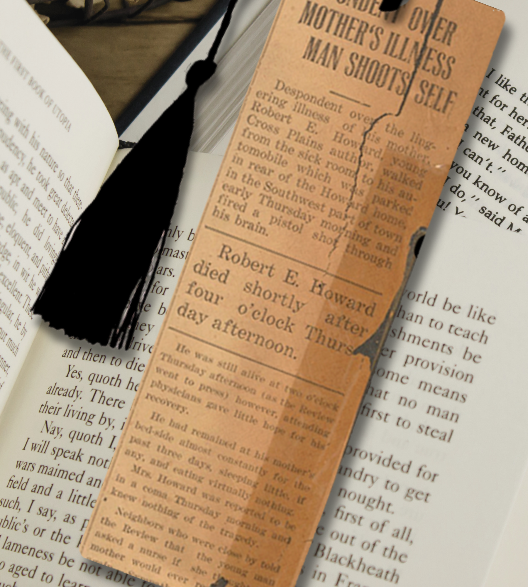Robert E. Howard Historical Bookmark – Vintage Newspaper Collage