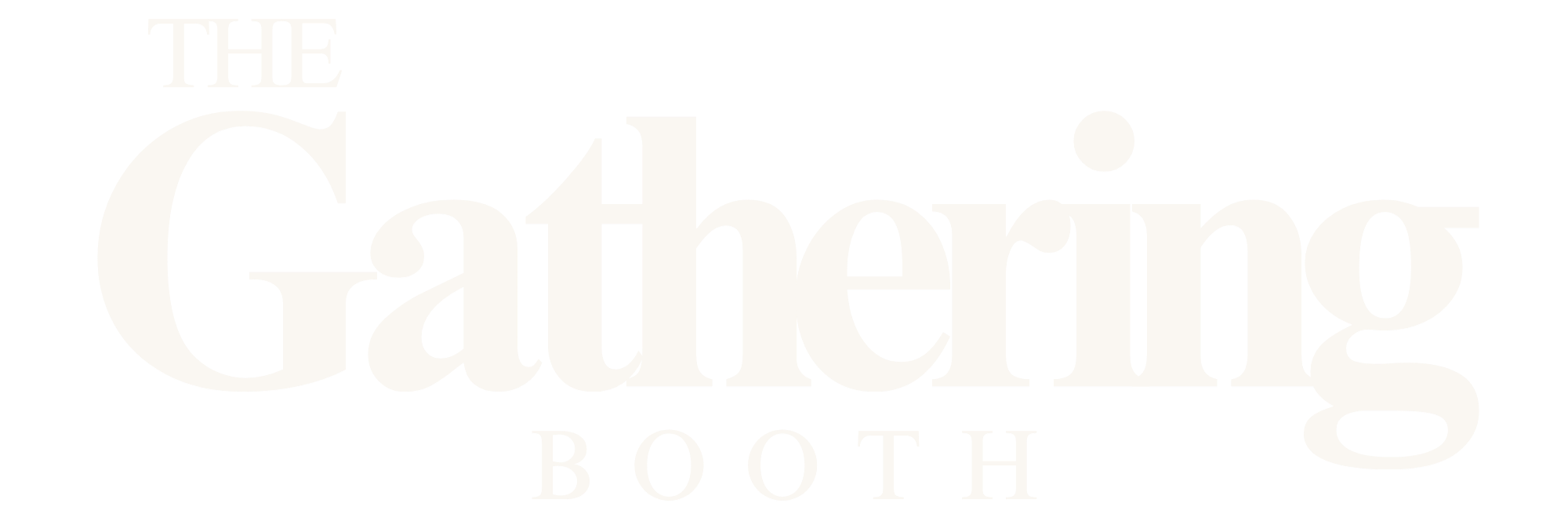 Black background with white text reading "The Gathering Booth" in large font.