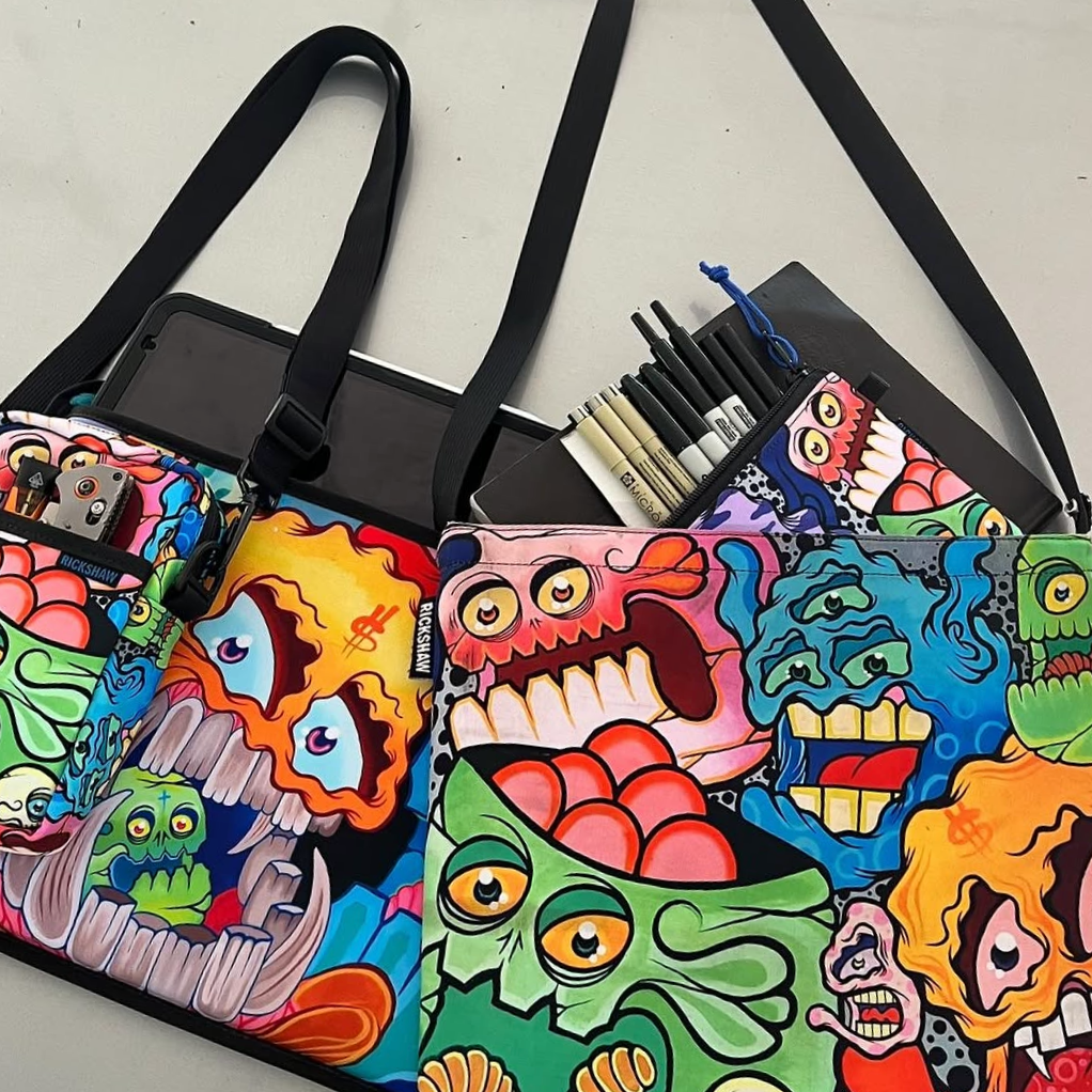 Enor, bay area graffiti artisti, monster bags for laptops or art supplies