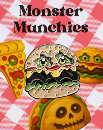 Enor burger monster for his monster munchies collection with the pin backing