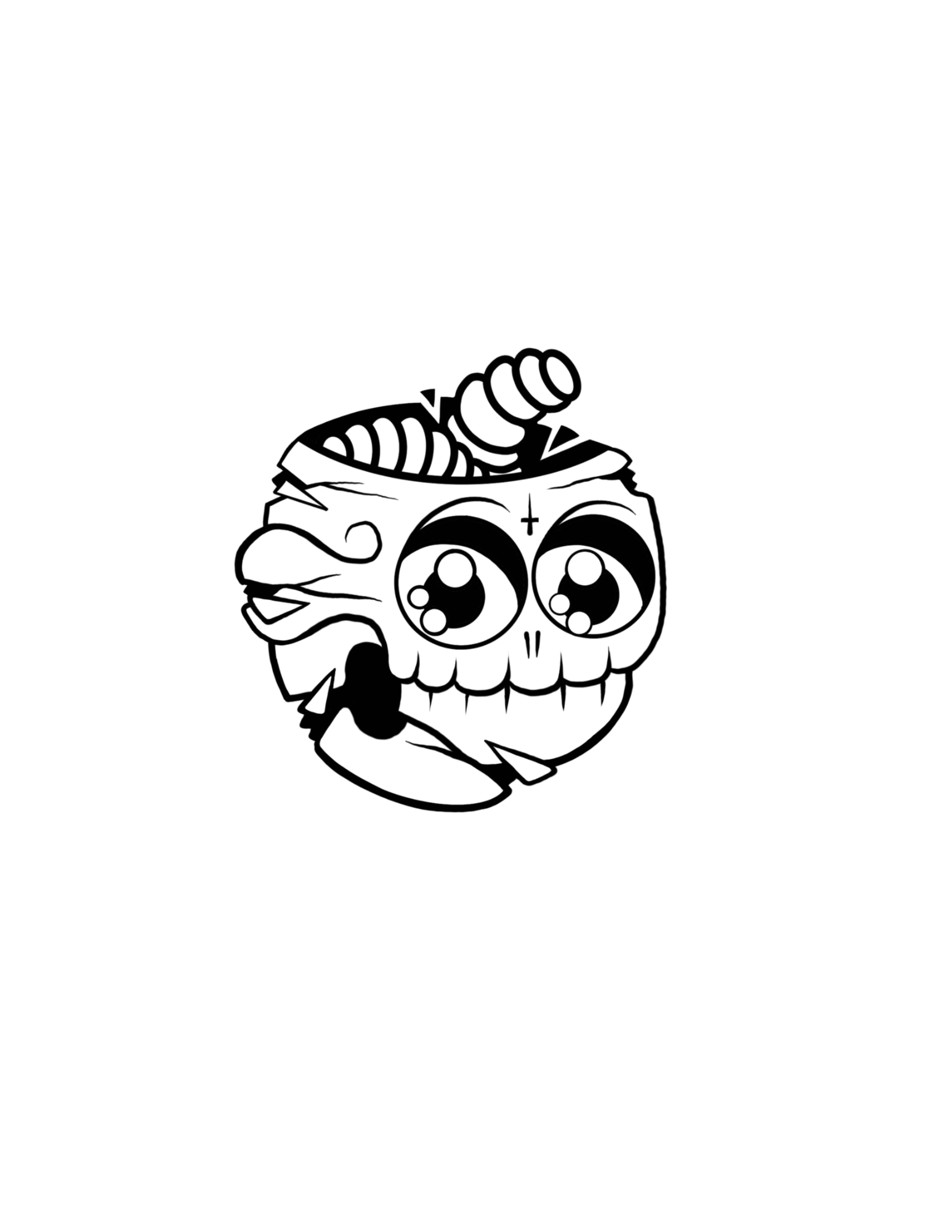 baby enor skull, black and white monster skull created by Bay Area graffiti artist ENOR