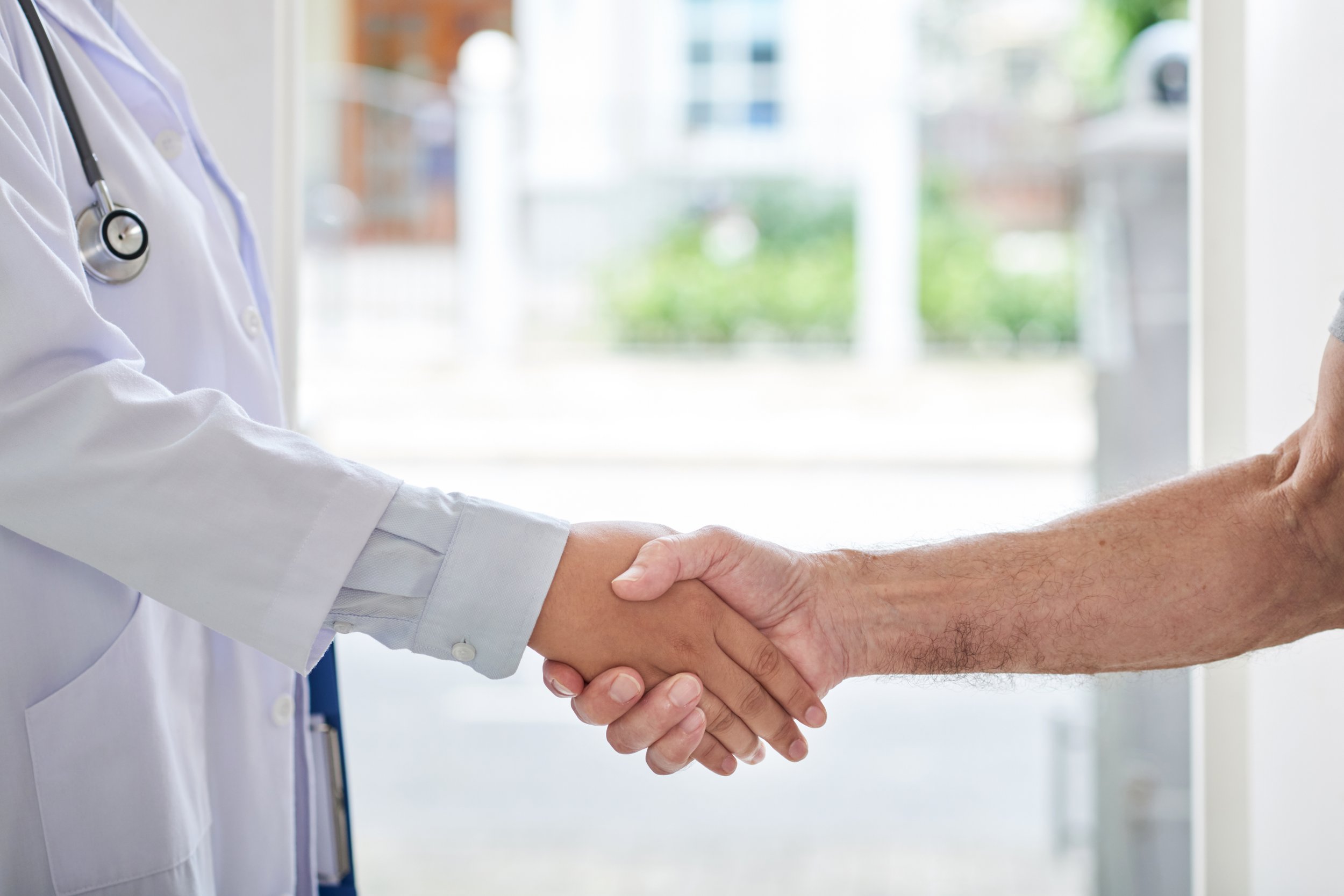 A physician and patient meeting
