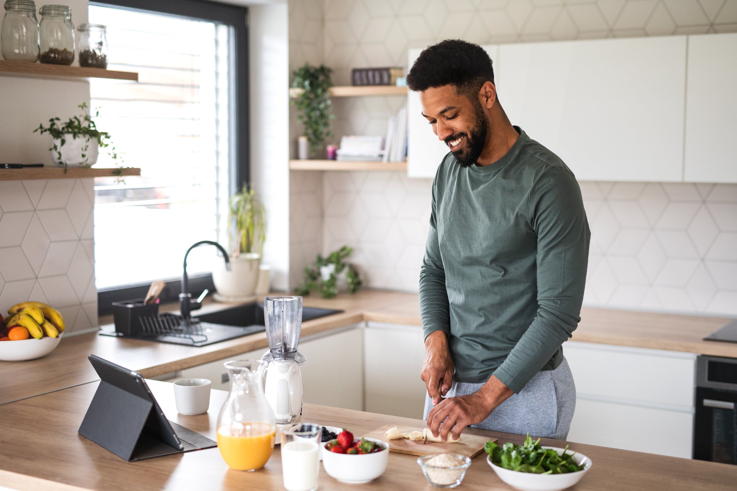 A person preparing a healthy breakfast