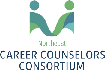 Logo of Career Counselors Consortium featuring abstract figures in shades of blue and green holding a black bar above their heads.